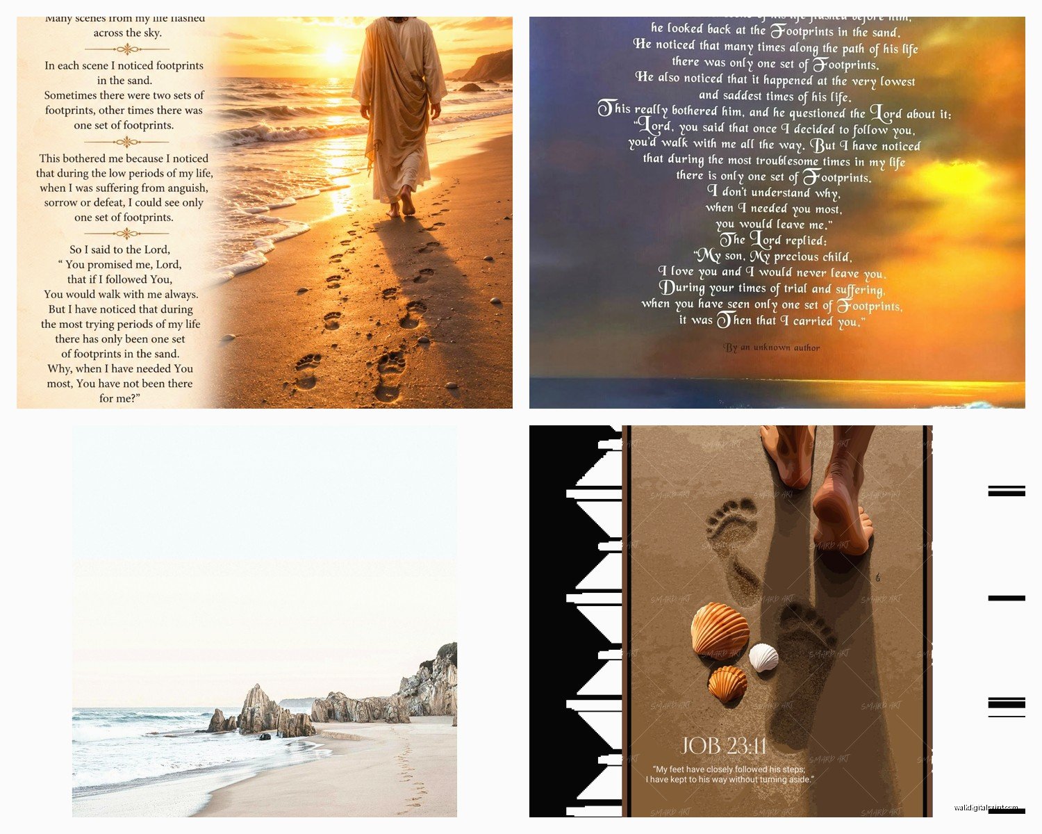 Footprints in the Sand Wall Art: Beach Poetry Religious