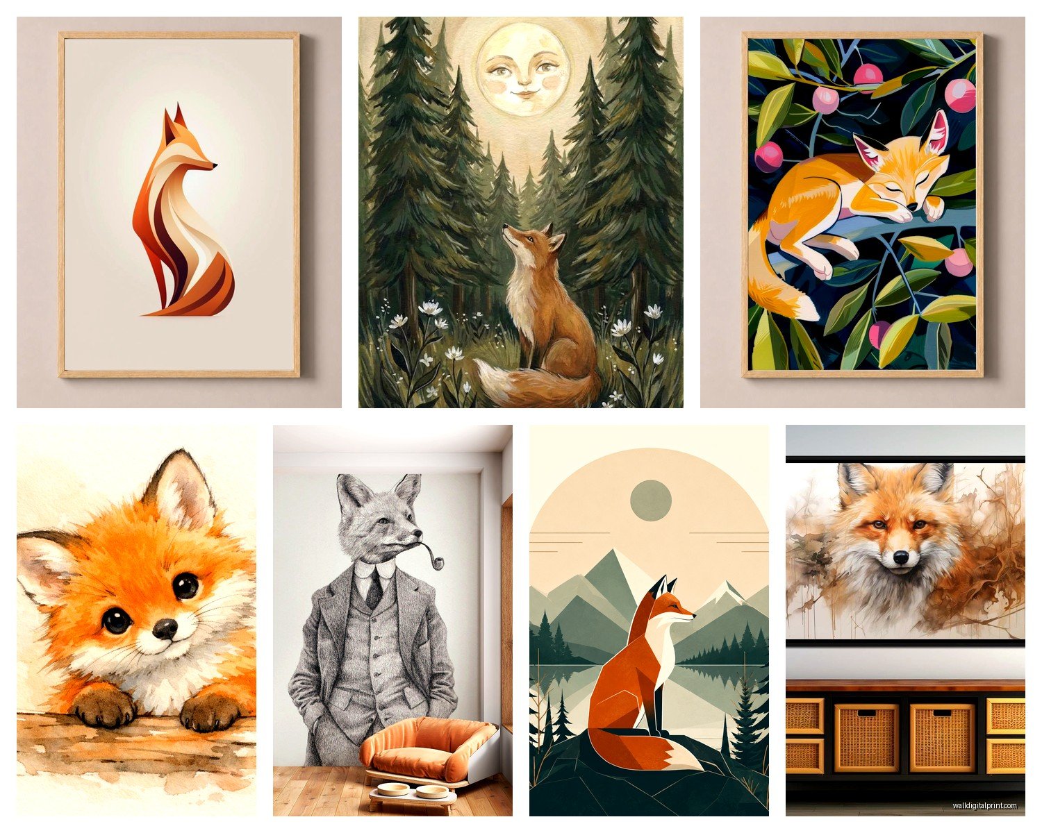 Fox Wall Art: Woodland Clever Animal Forest Decor