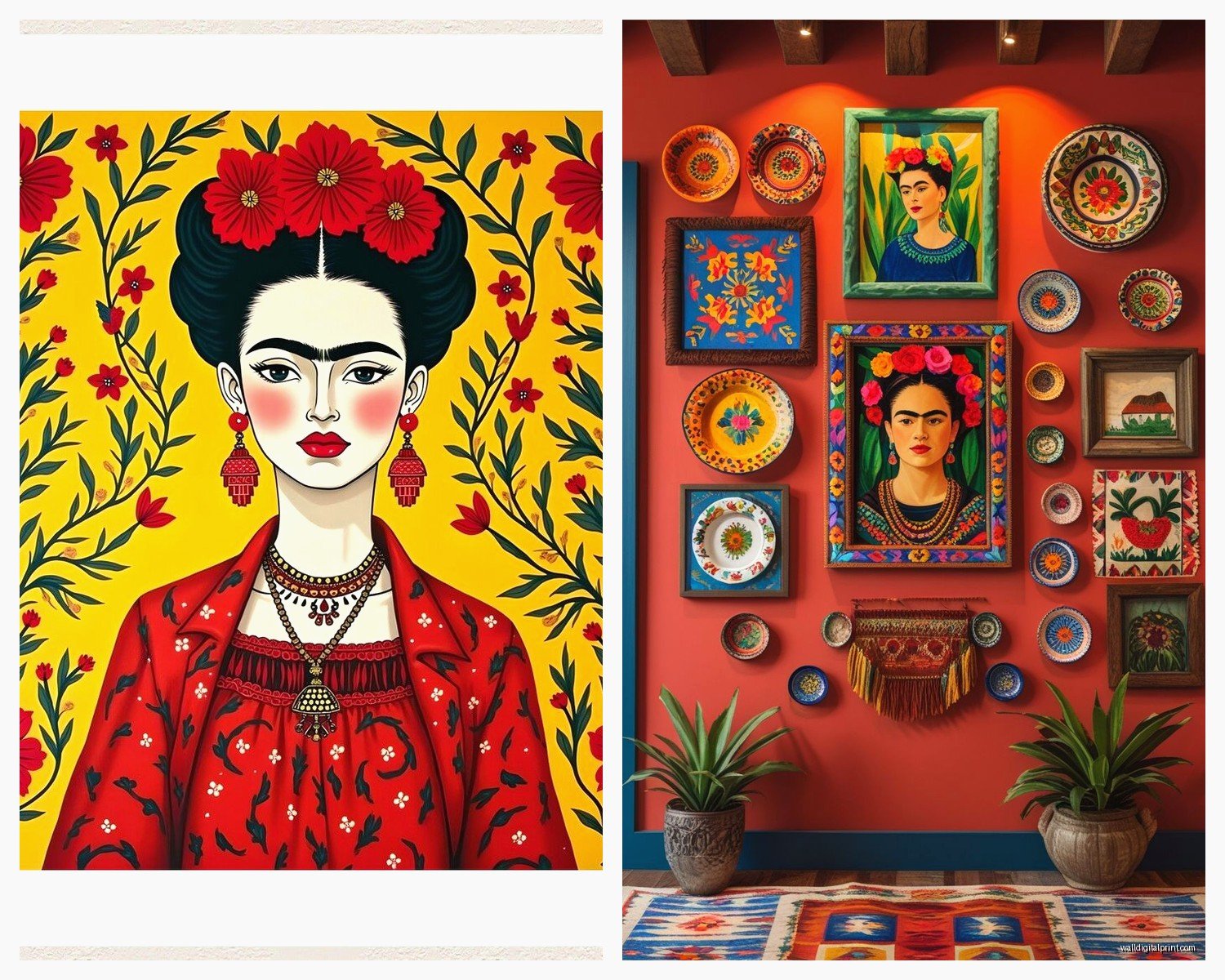 Frida Kahlo Wall Art: Mexican Artist Self-Portrait Decor