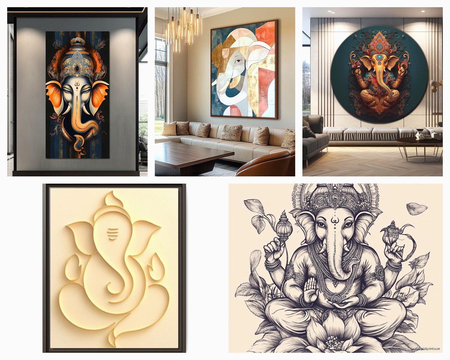Ganesh Wall Art: Hindu Elephant God Remover of Obstacles