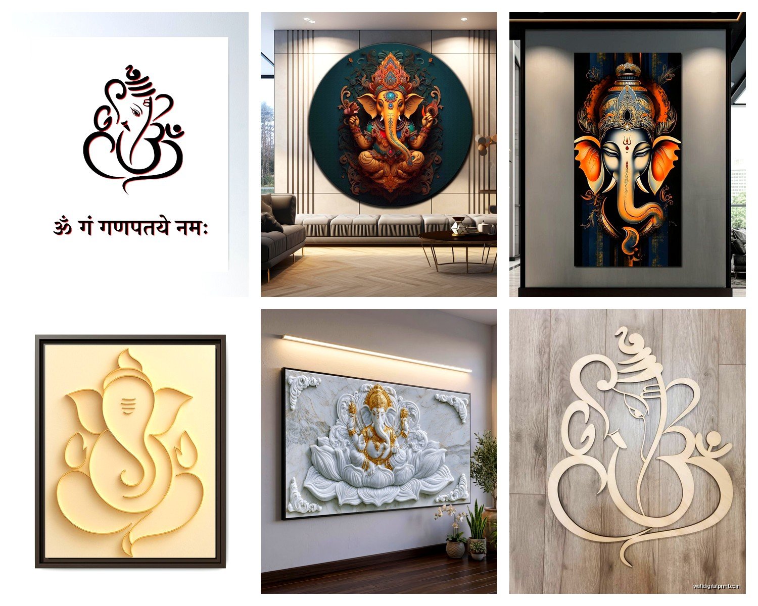 Ganesh Wall Art: Hindu Elephant God Remover of Obstacles
