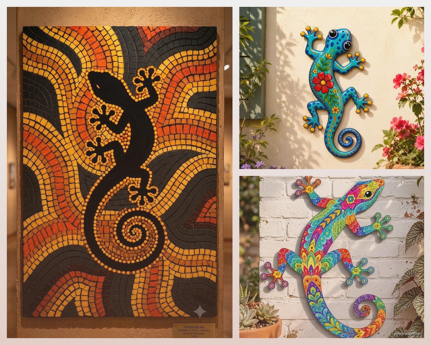 Gecko Wall Art: Lizard Tropical Reptile Colorful Decor