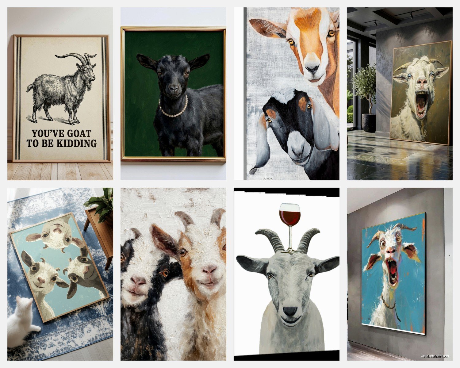 Goat Wall Art: Farm Animal Mountain Climbing Decor