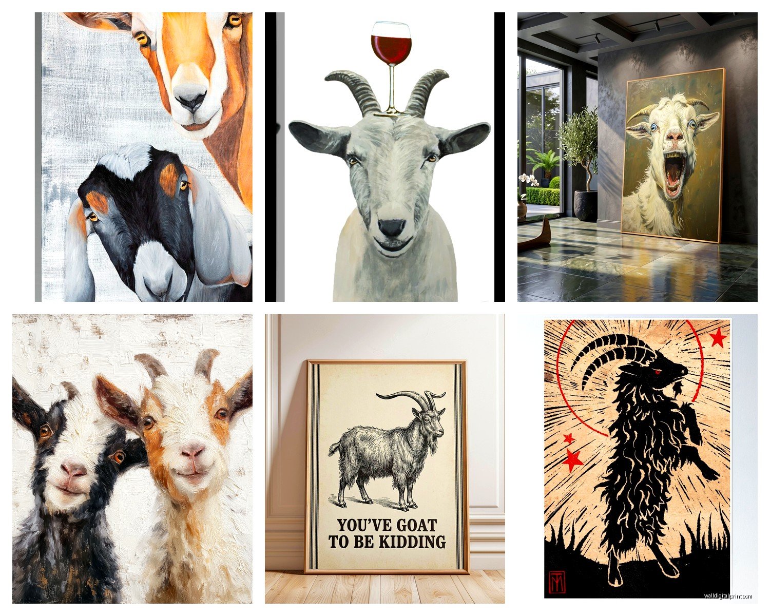 Goat Wall Art: Farm Animal Mountain Climbing Decor