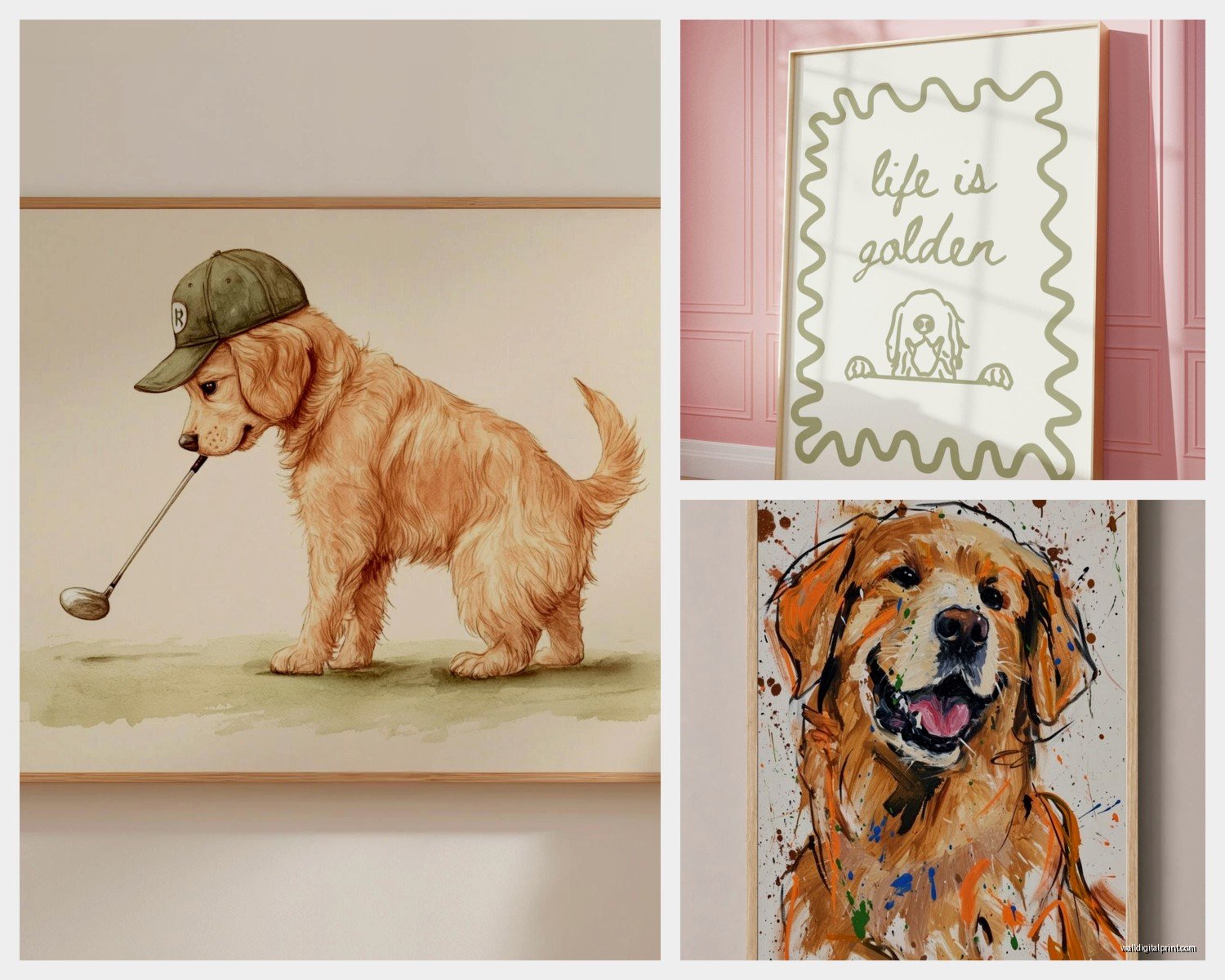 Golden Retriever Wall Art: Dog Breed Portrait Pet Decor