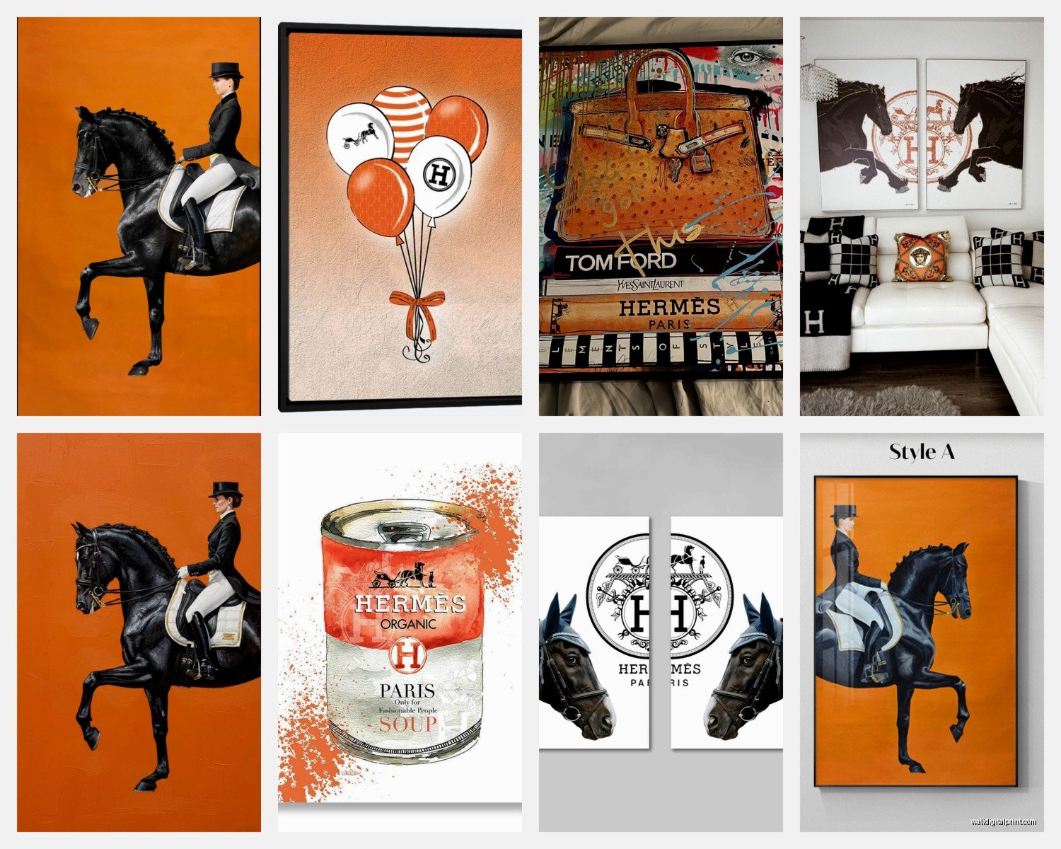Hermes Wall Art: Luxury Fashion Brand Designer Decor