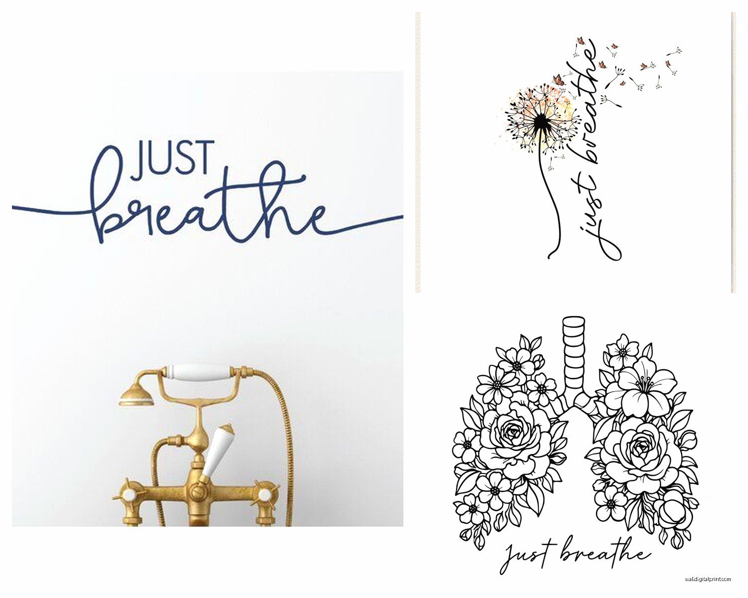 Just Breathe Wall Art: Meditation Mindfulness Reminder