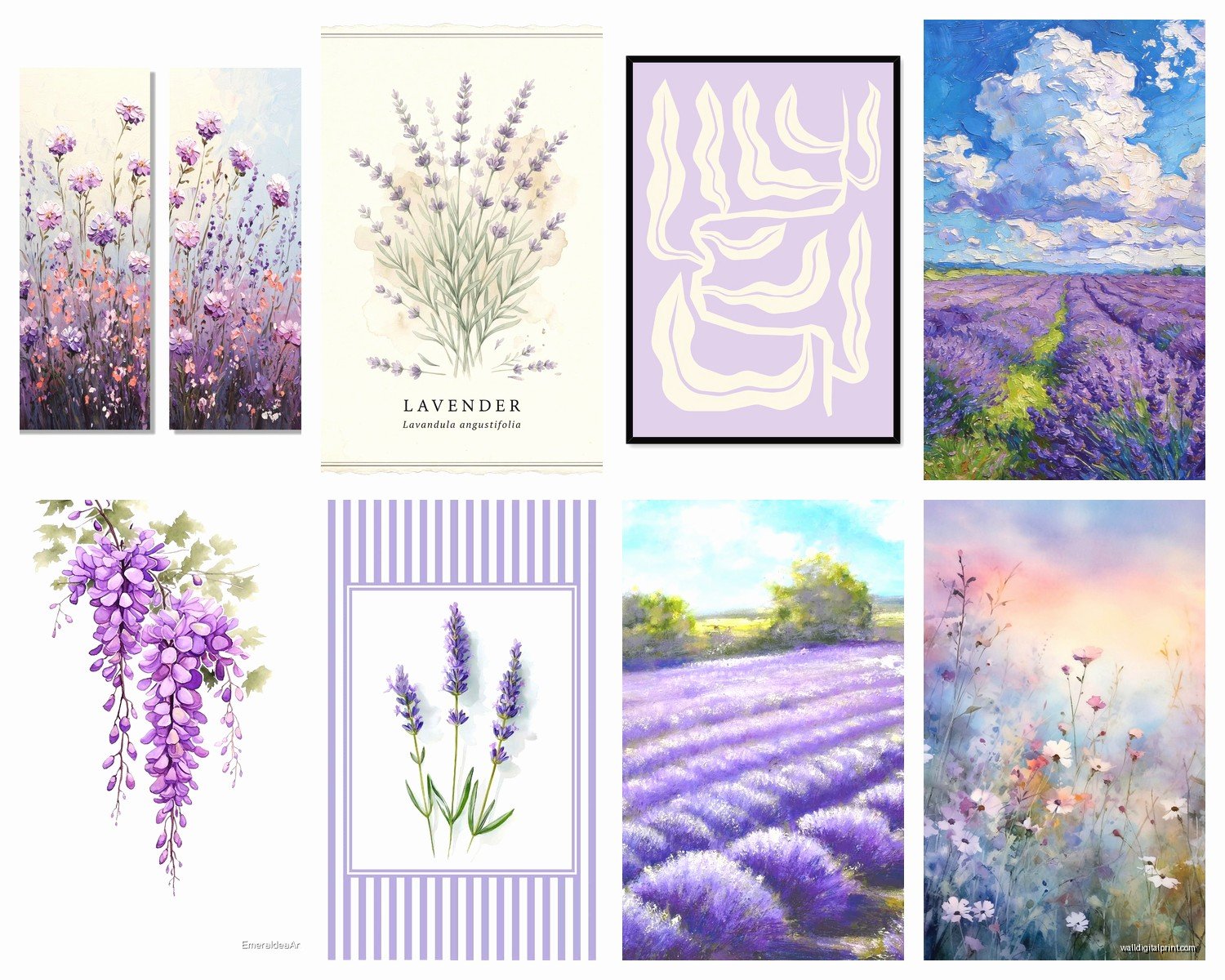 Lavender Wall Art: Purple Flower Field Provence Decor