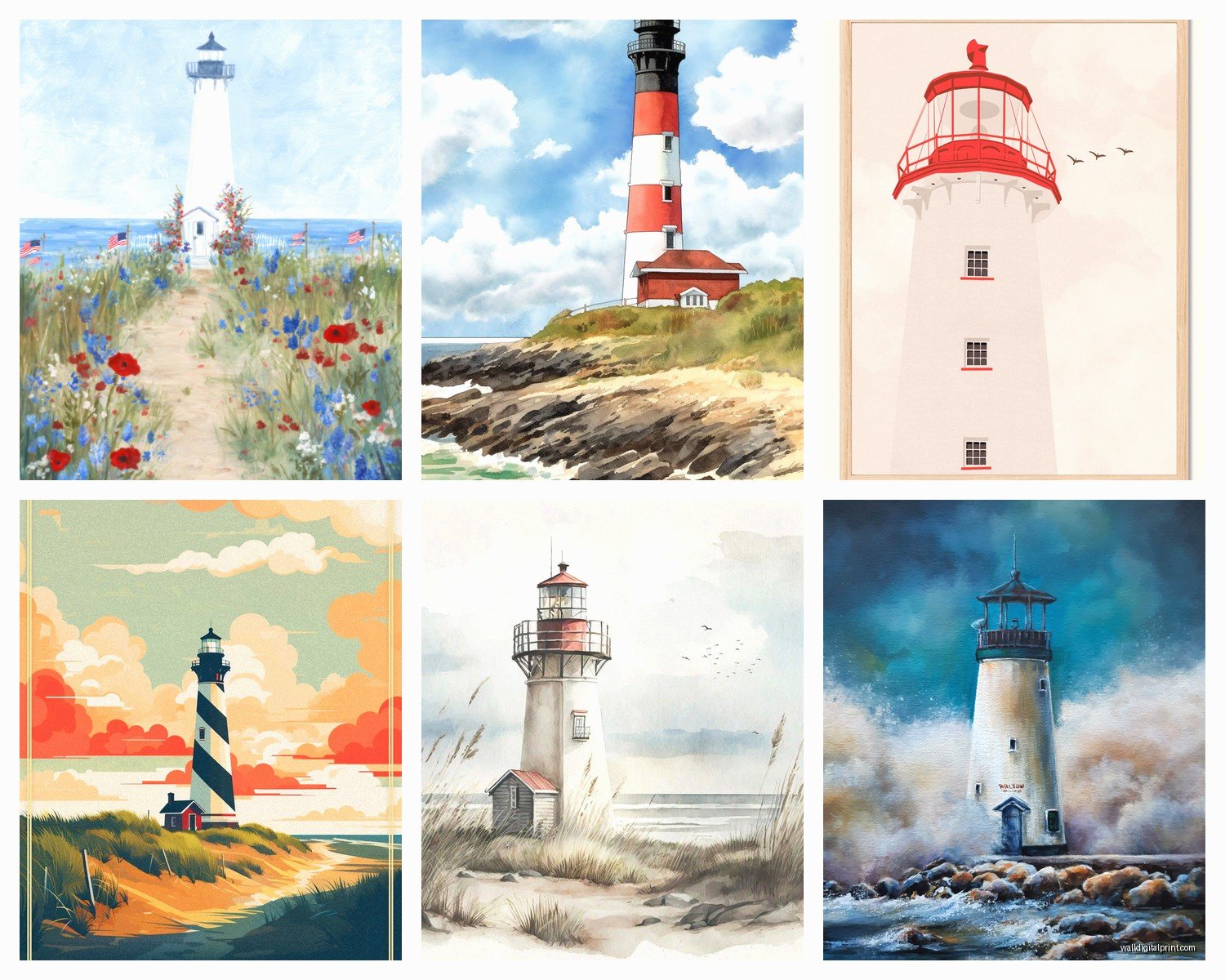 Lighthouse Wall Art: Coastal Beacon Navigation Nautical
