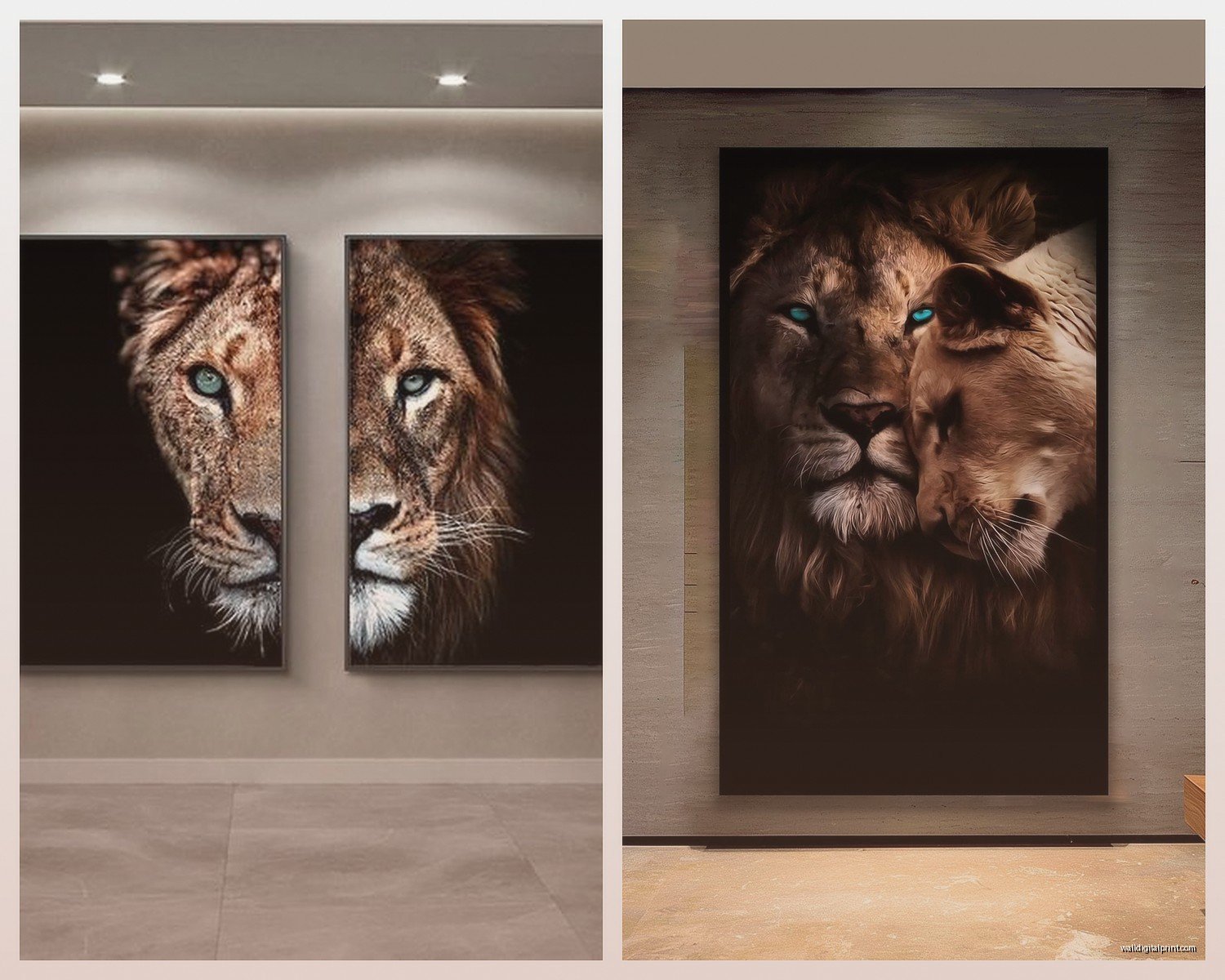Lion and Lioness Wall Art: African Big Cat Pride Pair