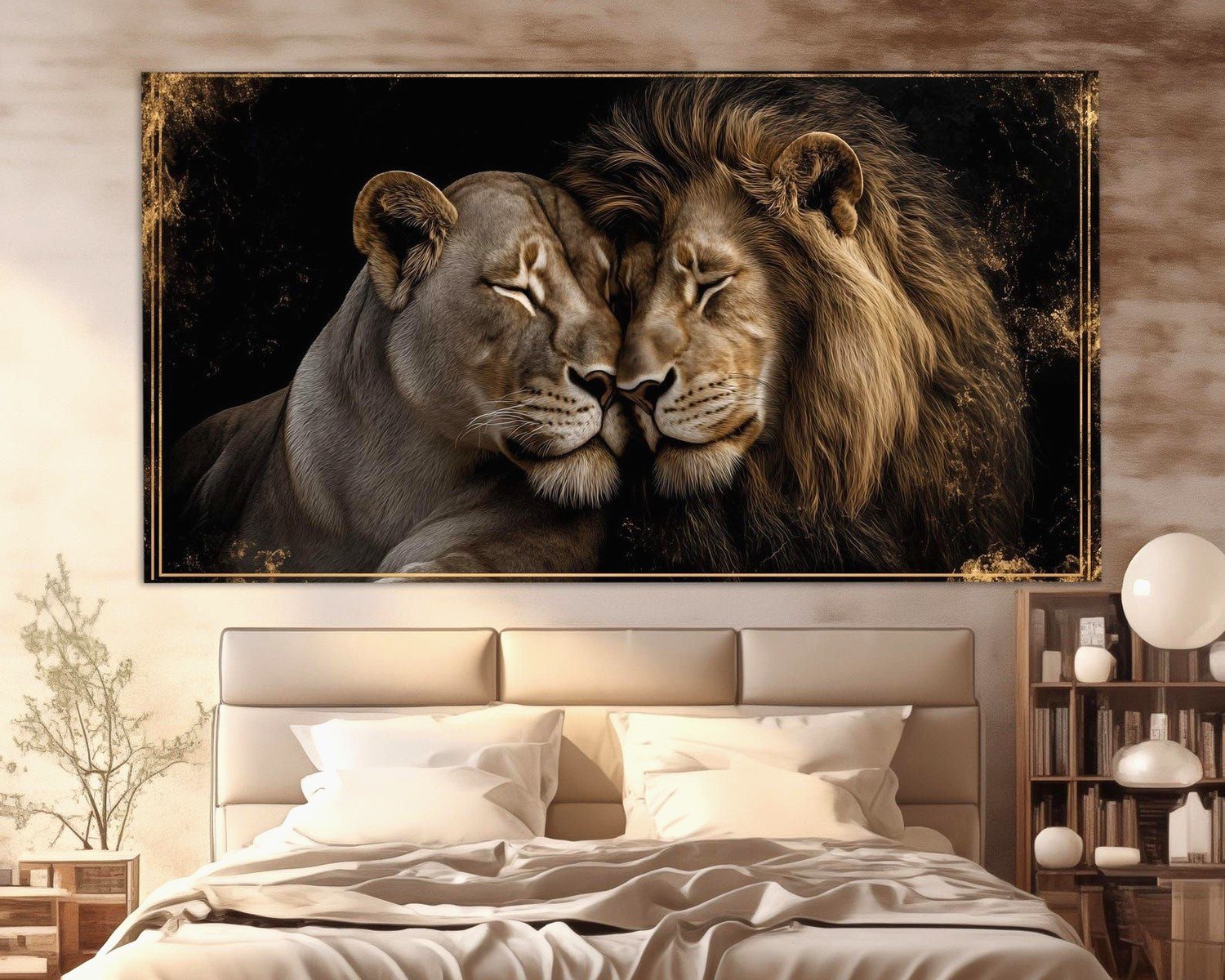 Lion and Lioness Wall Art: African Big Cat Pride Pair
