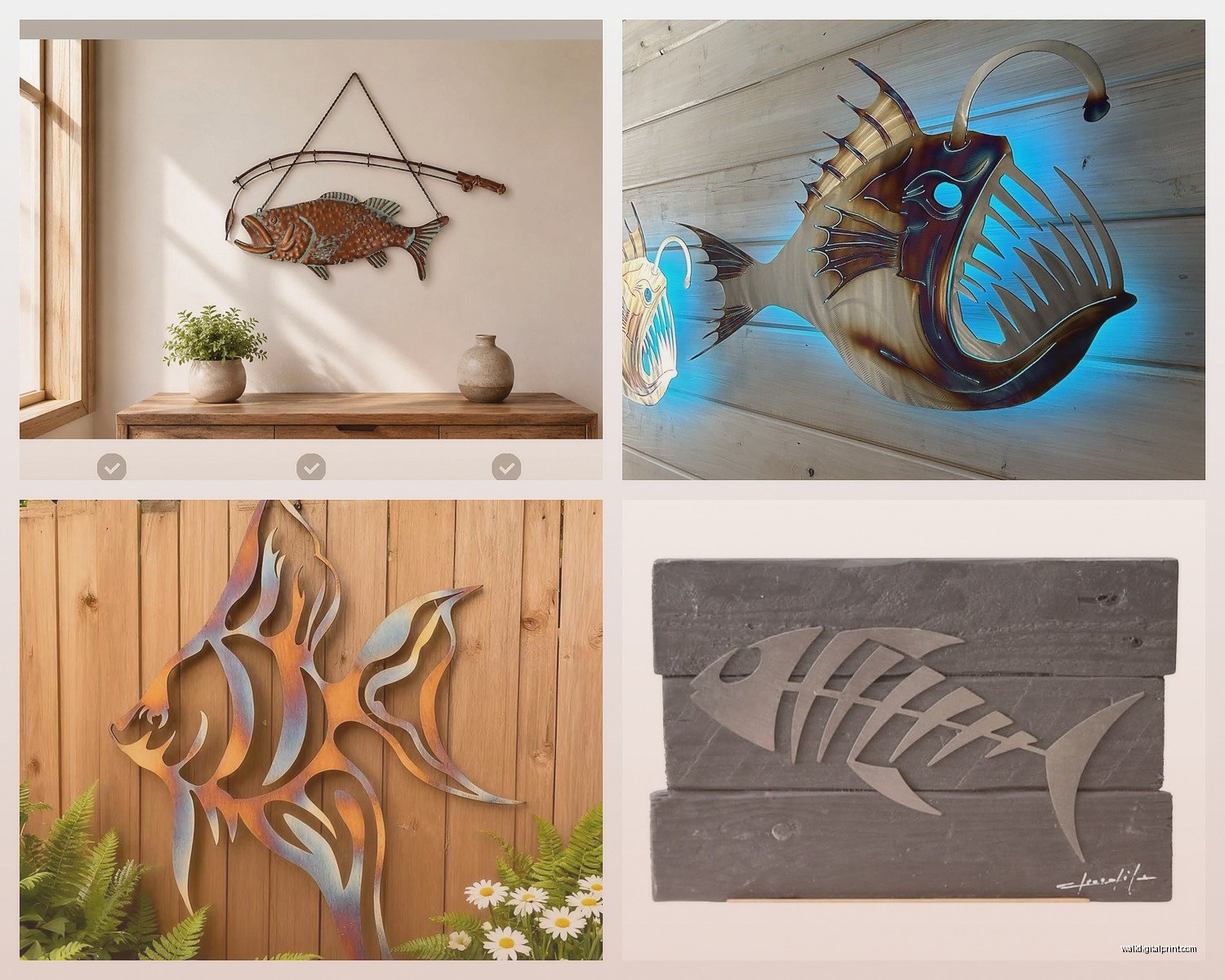 Metal Fish Wall Art: Aquatic Sculpture Ocean Decor