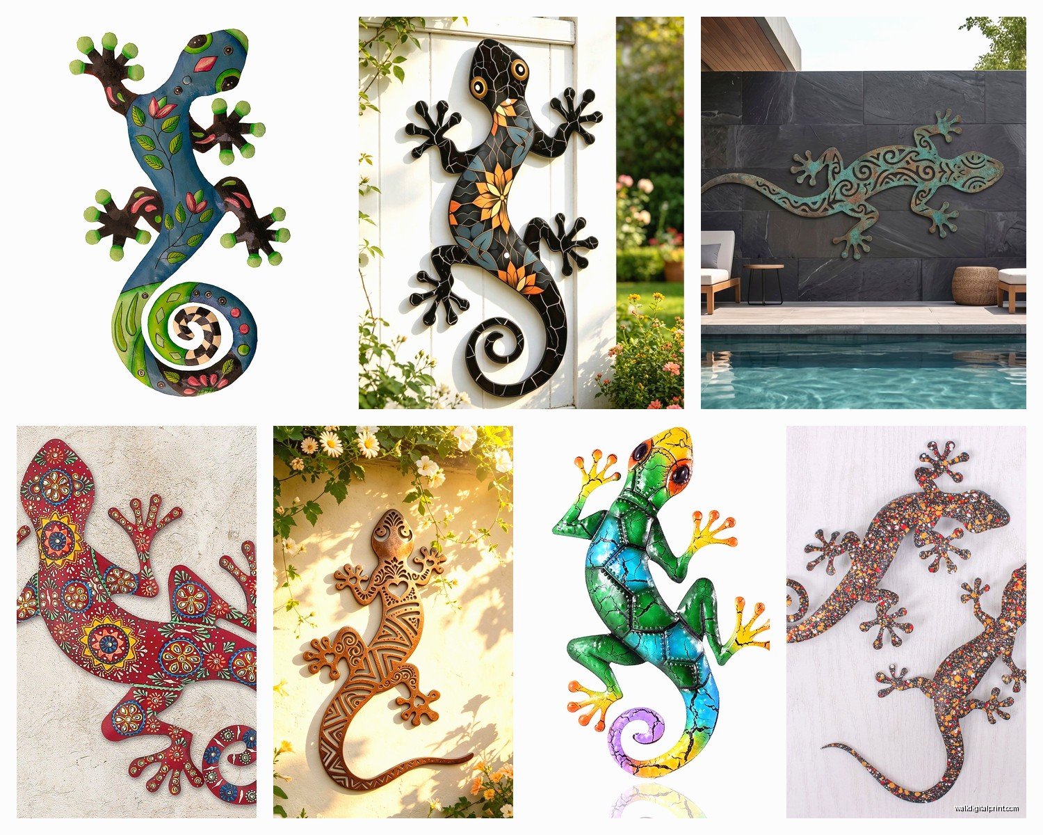 Metal Gecko Wall Art: Lizard Reptile Sculpture Decor