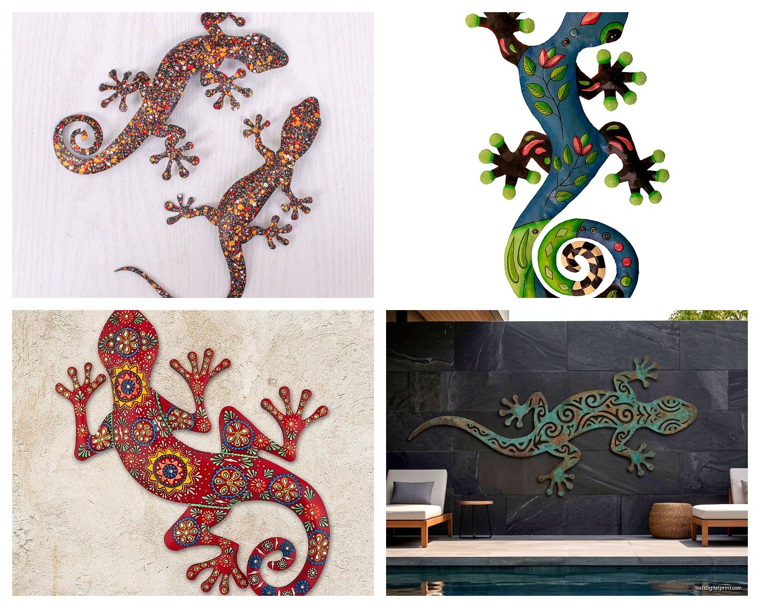 Metal Gecko Wall Art: Lizard Reptile Sculpture Decor