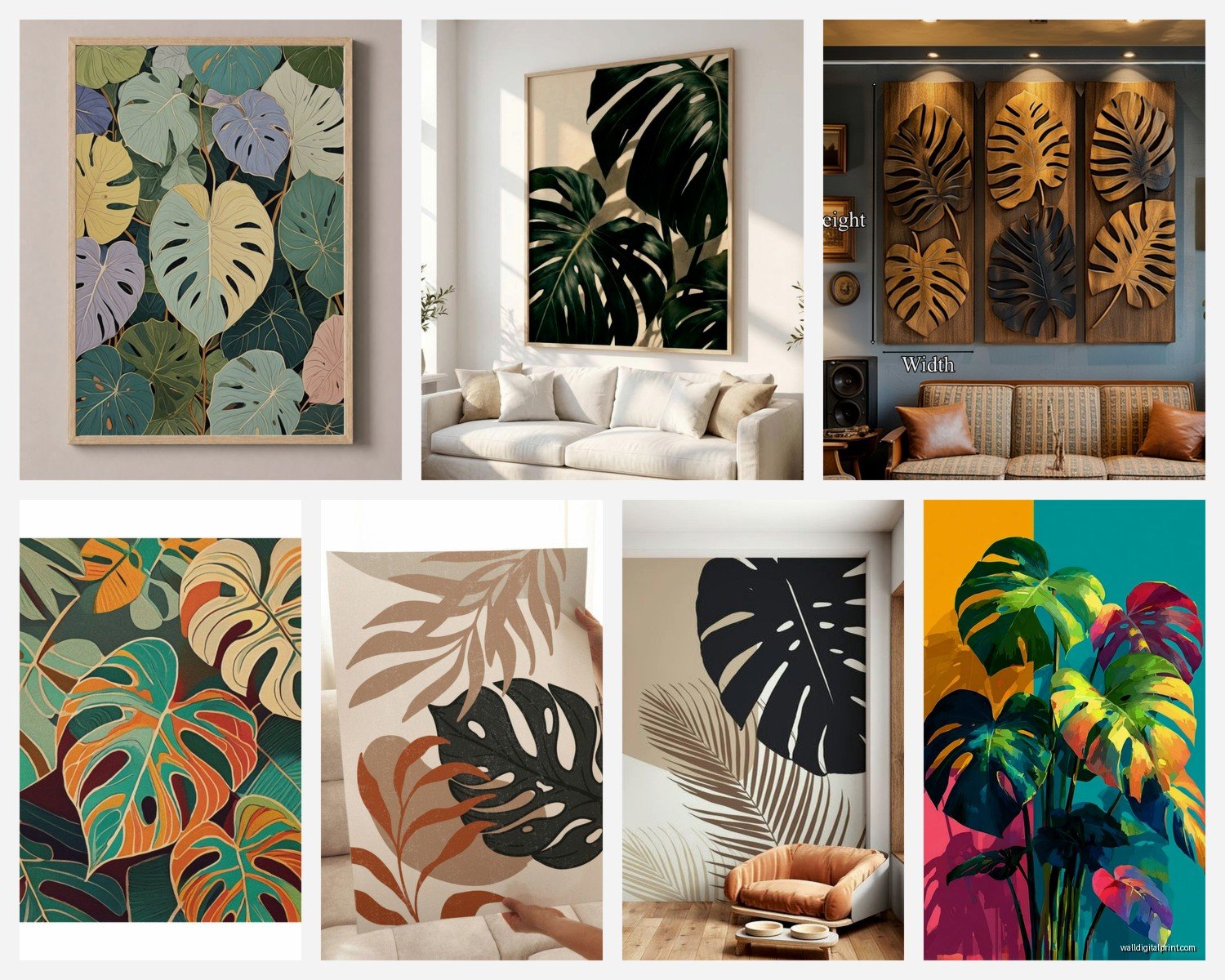 Monstera Wall Art: Tropical Leaf Swiss Cheese Plant Decor