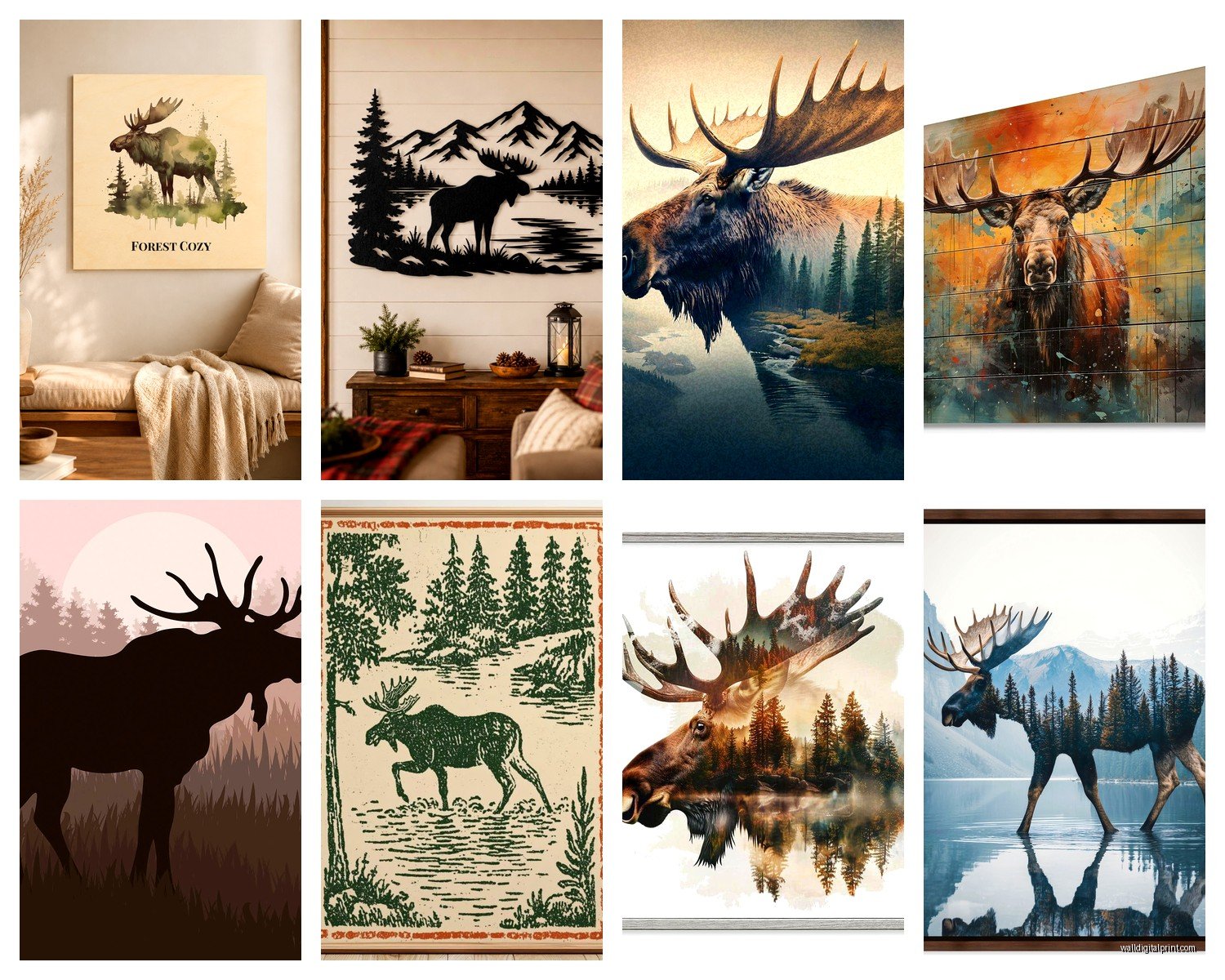 Moose Wall Art: Canadian Wildlife Lodge Cabin Decor