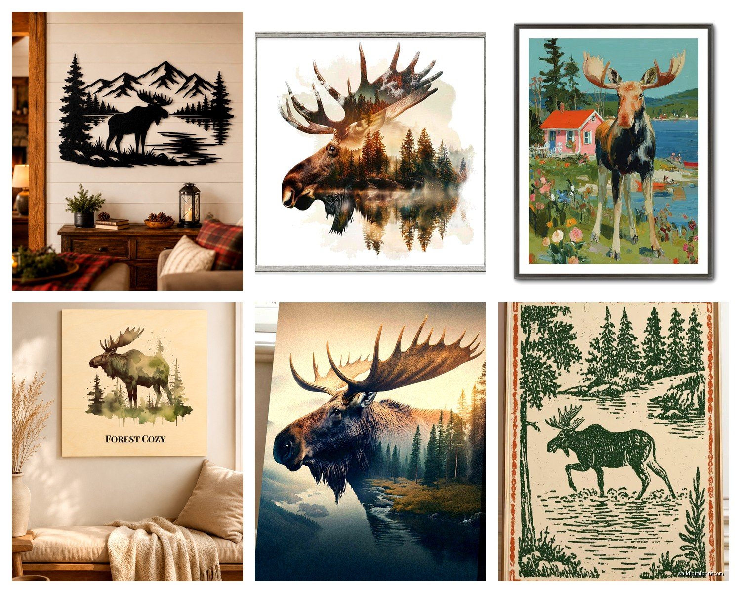 Moose Wall Art: Canadian Wildlife Lodge Cabin Decor