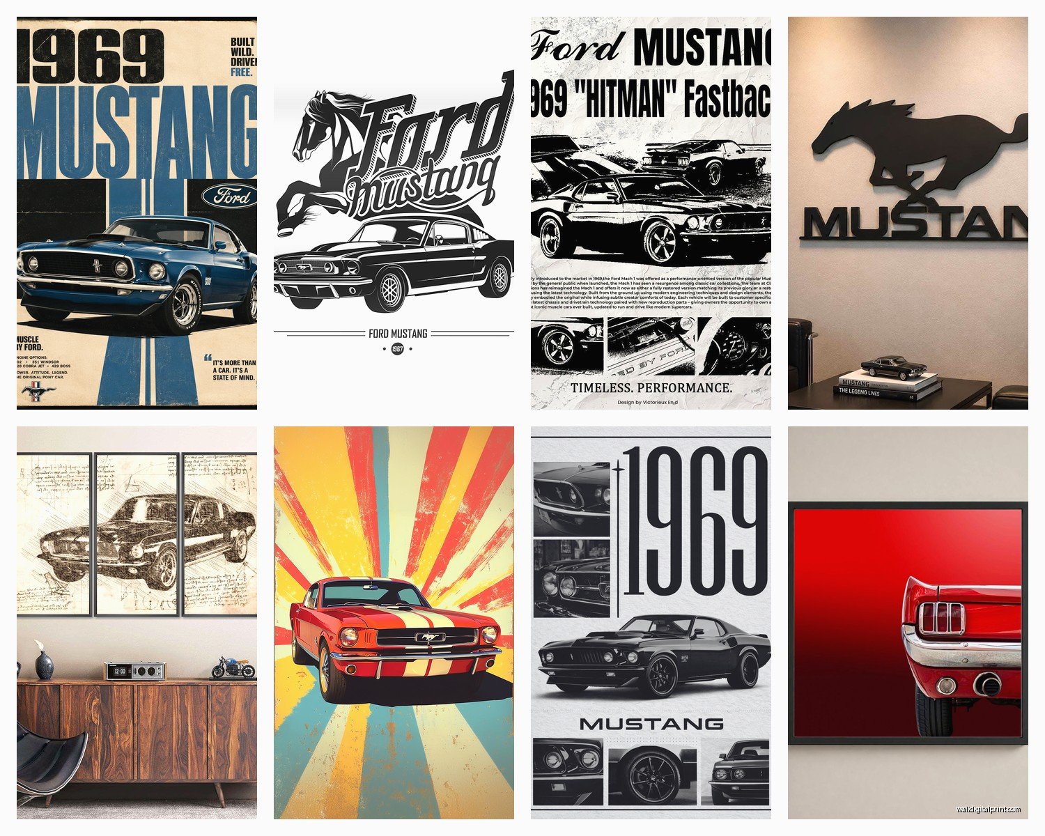 Mustang Wall Art: Wild Horse & Ford Car Decor