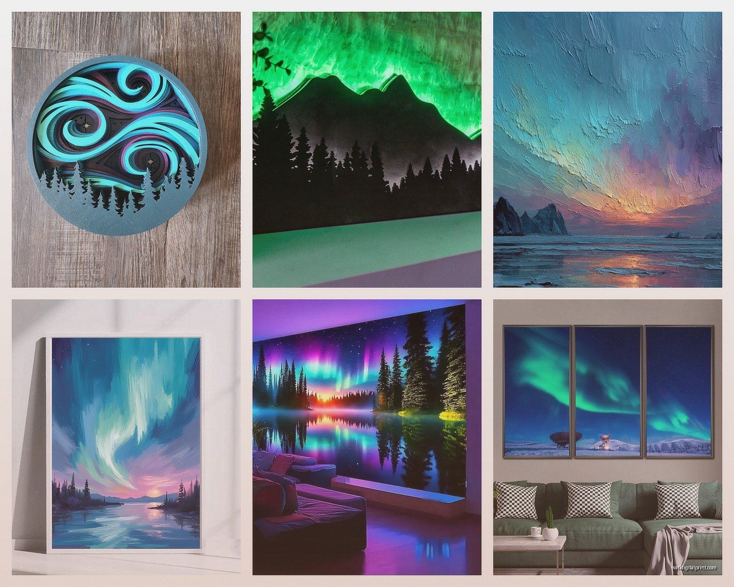 Northern Lights Wall Art: Aurora Borealis Sky Photography