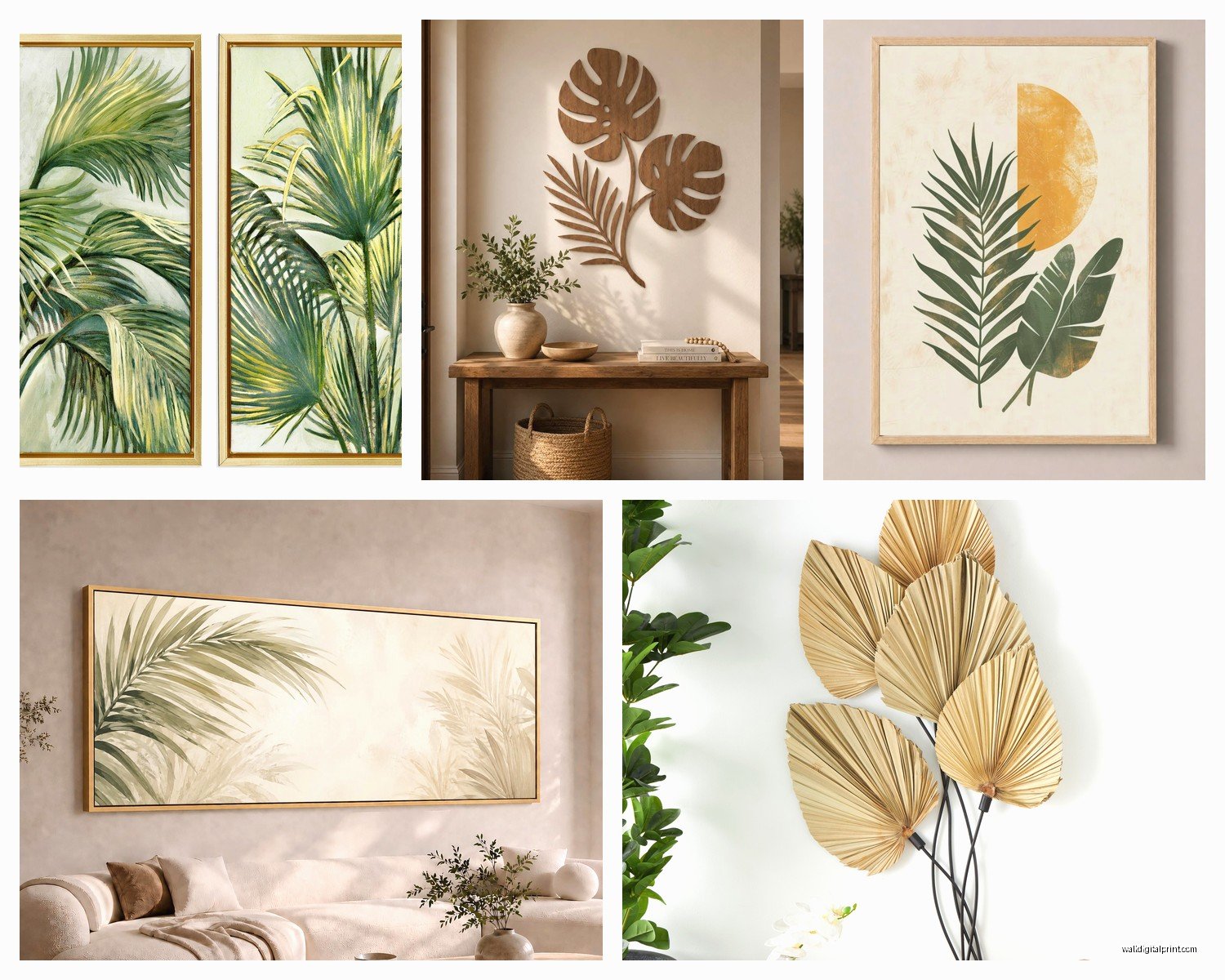 Palm Leaf Wall Art: Tropical Frond Botanical Prints