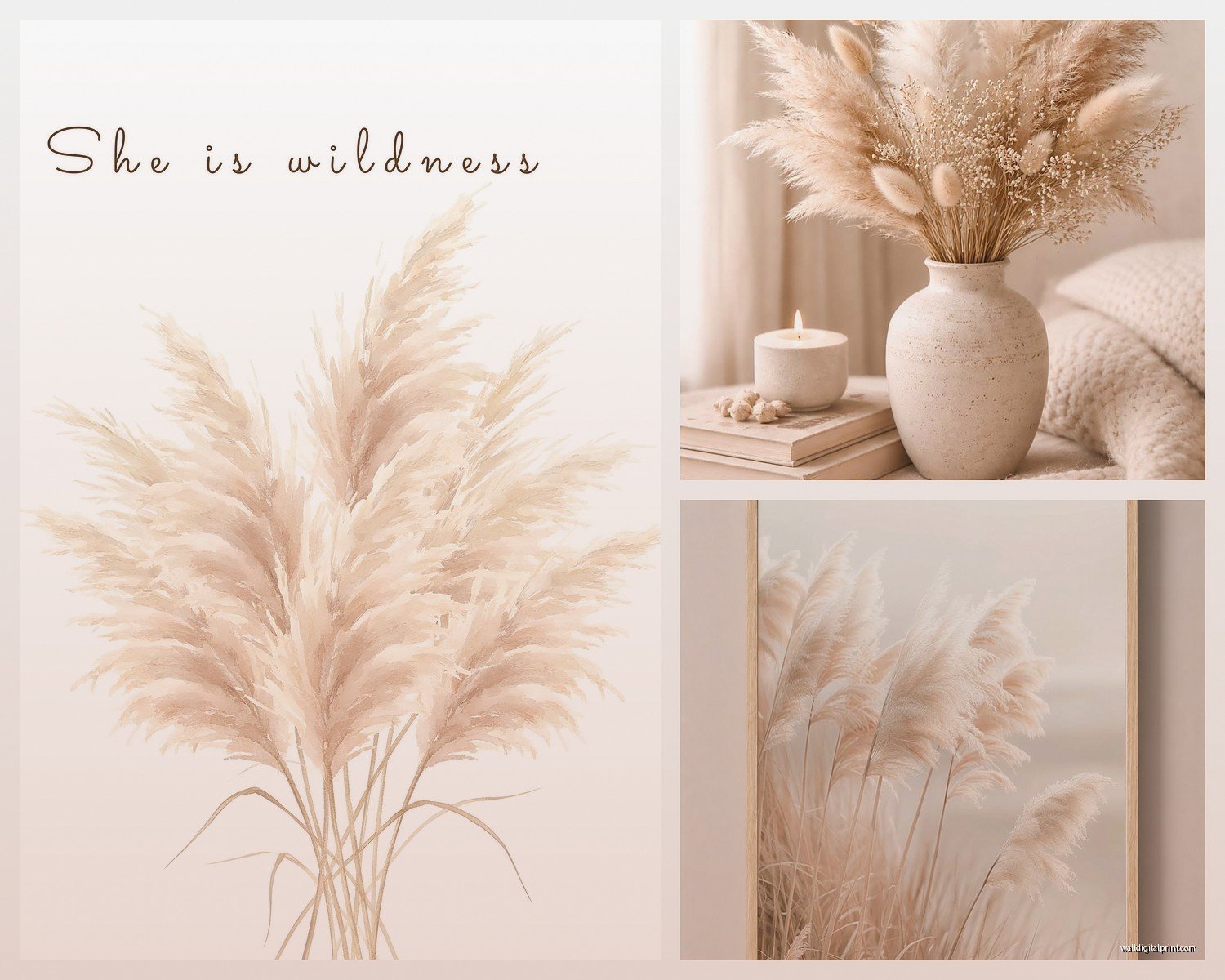 Pampas Grass Wall Art: Bohemian Dried Grass Designs