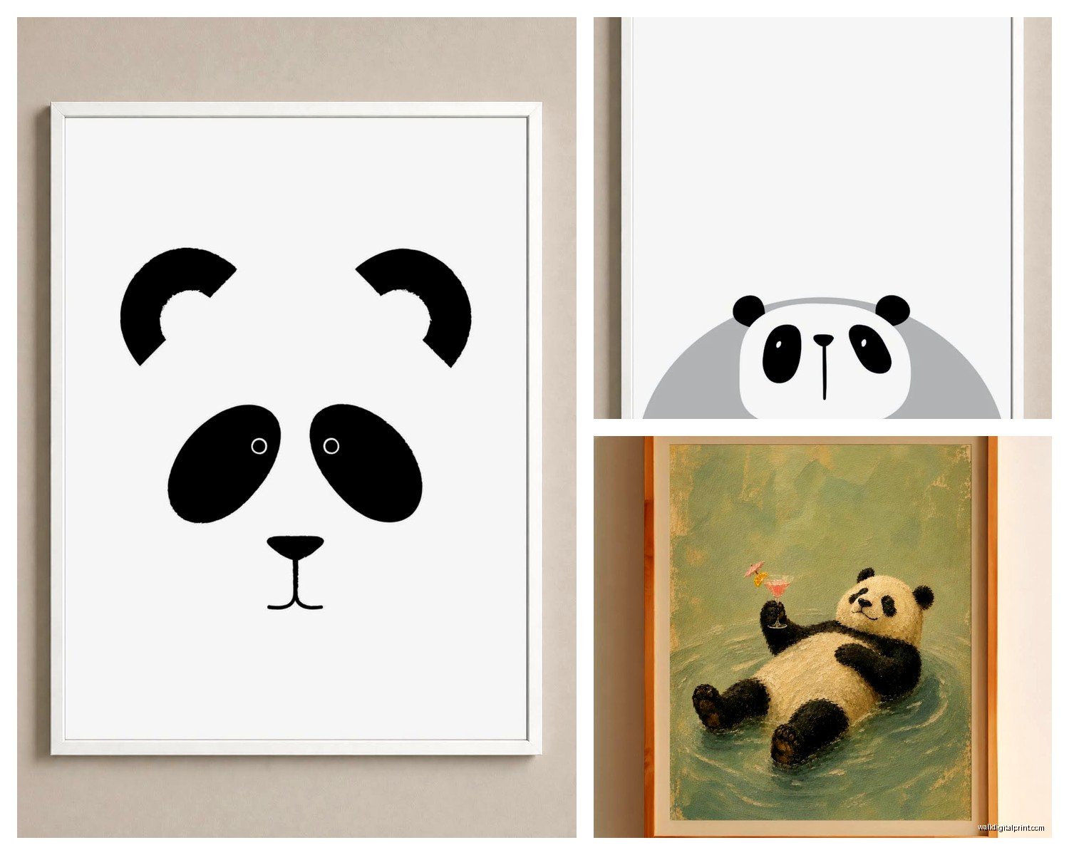 Panda Wall Art: Asian Bear Bamboo Animal Decor