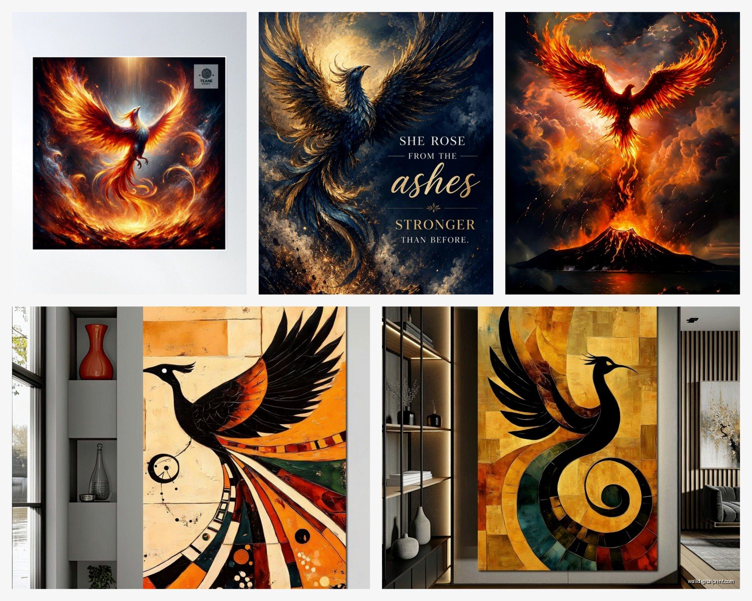 Phoenix Wall Art: Mythical Firebird Rebirth Symbol