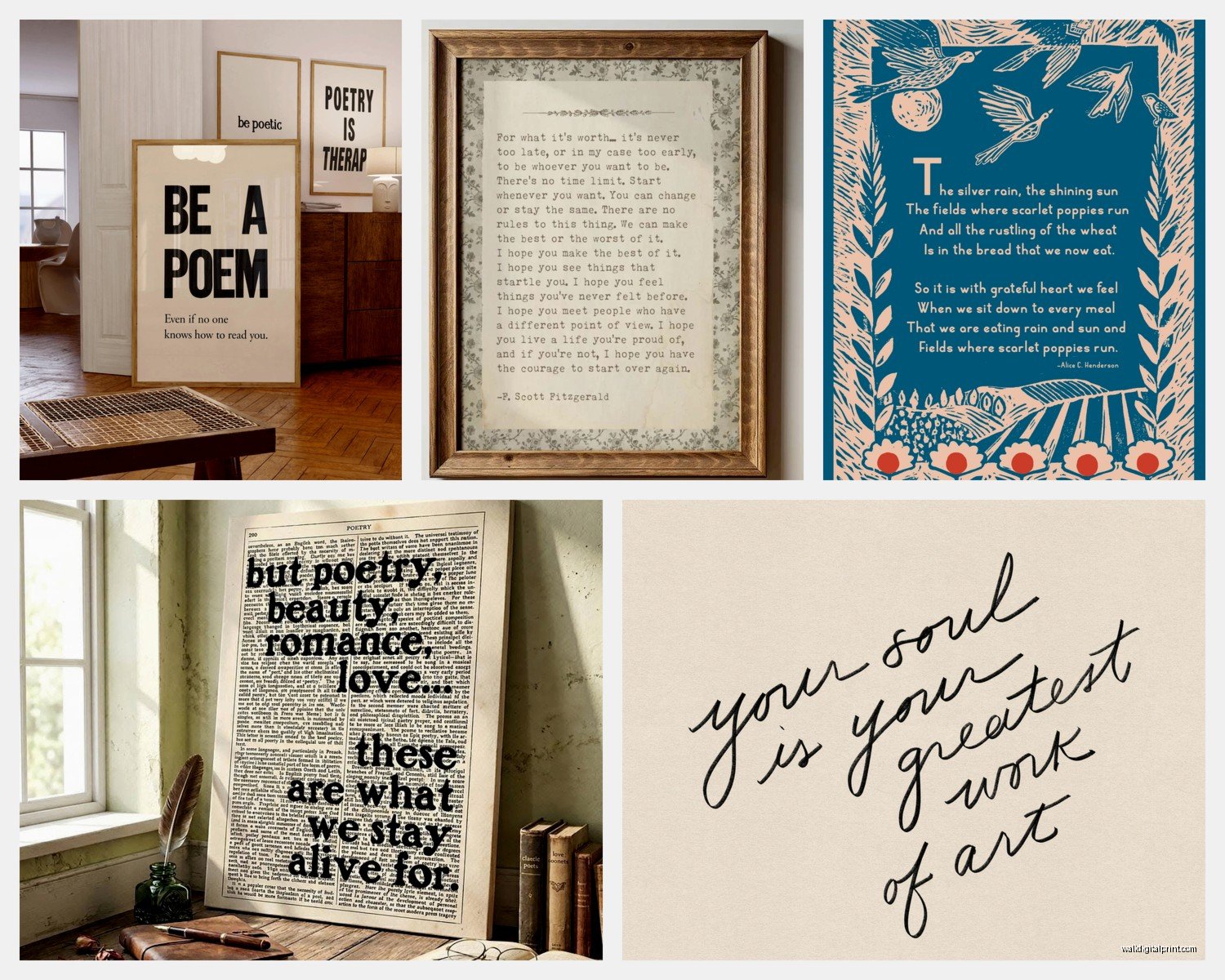 Poetry Wall Art: Verse & Literary Quote Typography