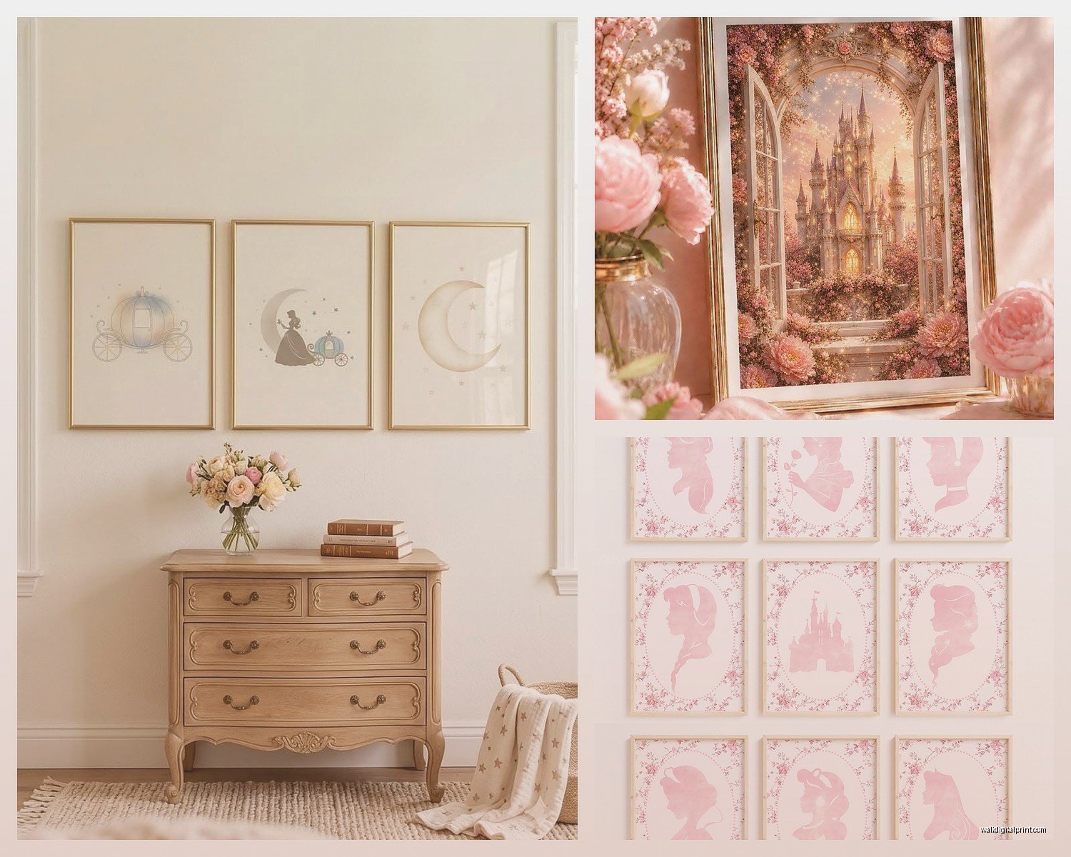 Princess Wall Art: Disney Fairy Tale Girl's Room Decor