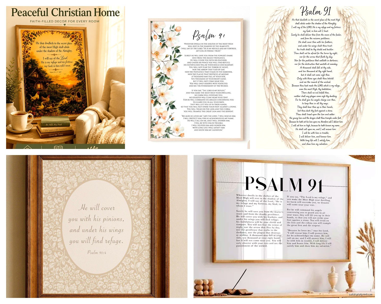Psalm 91 Wall Art: Protection Prayer Bible Verse