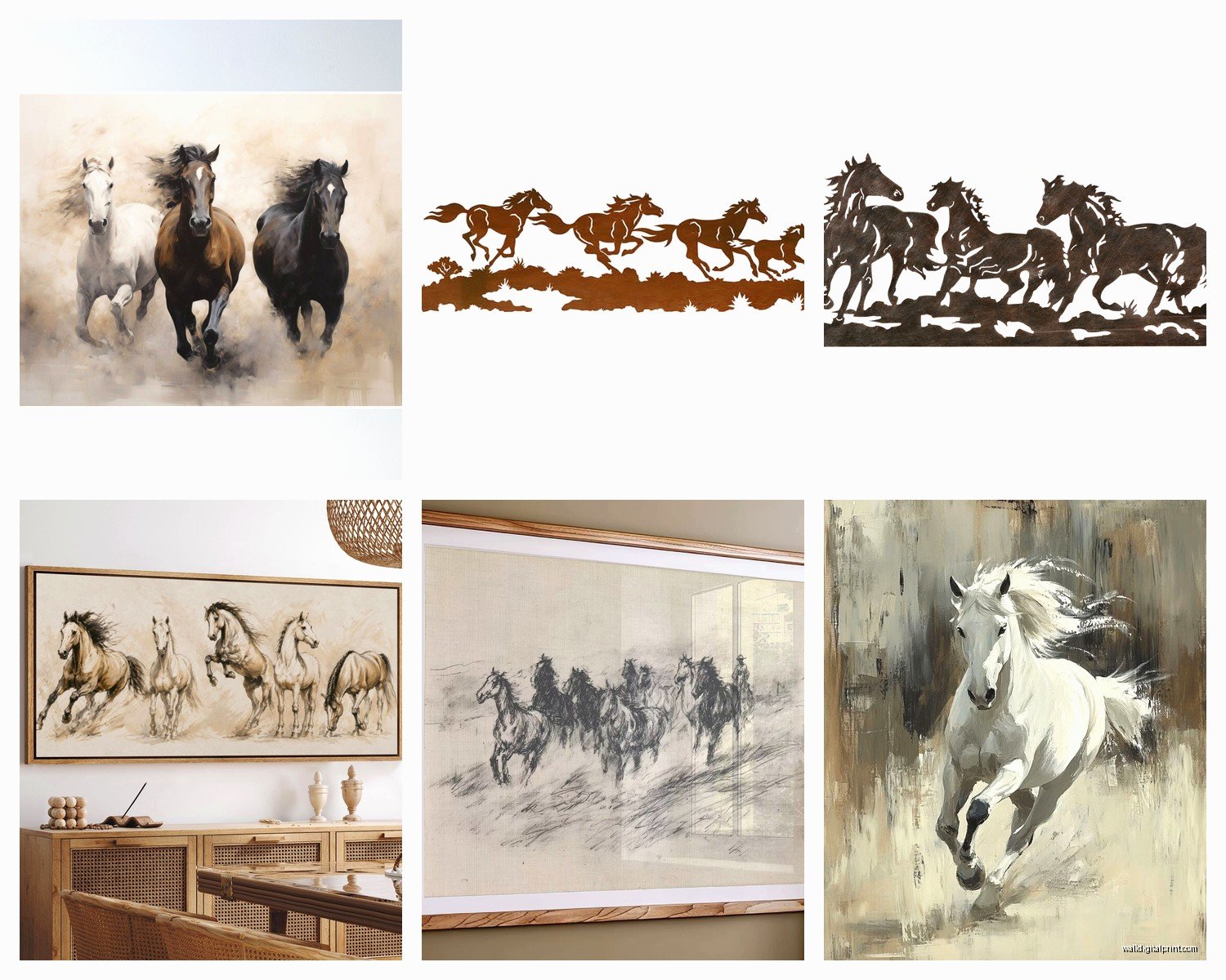 Running Horses Wall Art: Wild Stallion Herd Motion
