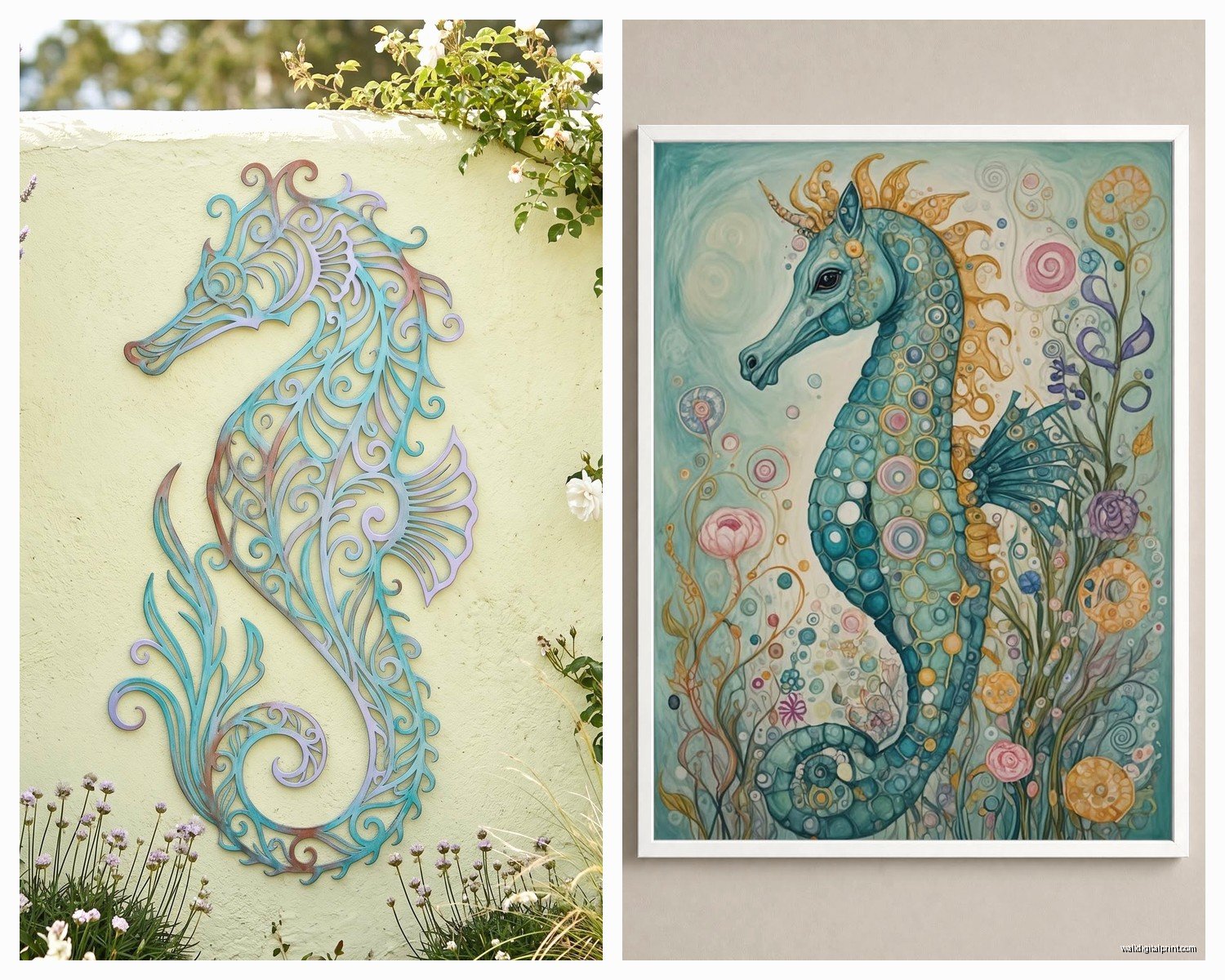 Seahorse Wall Art: Ocean Marine Coastal Creature Decor