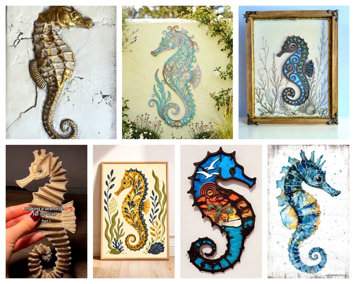 Seahorse Wall Art: Ocean Marine Coastal Creature Decor