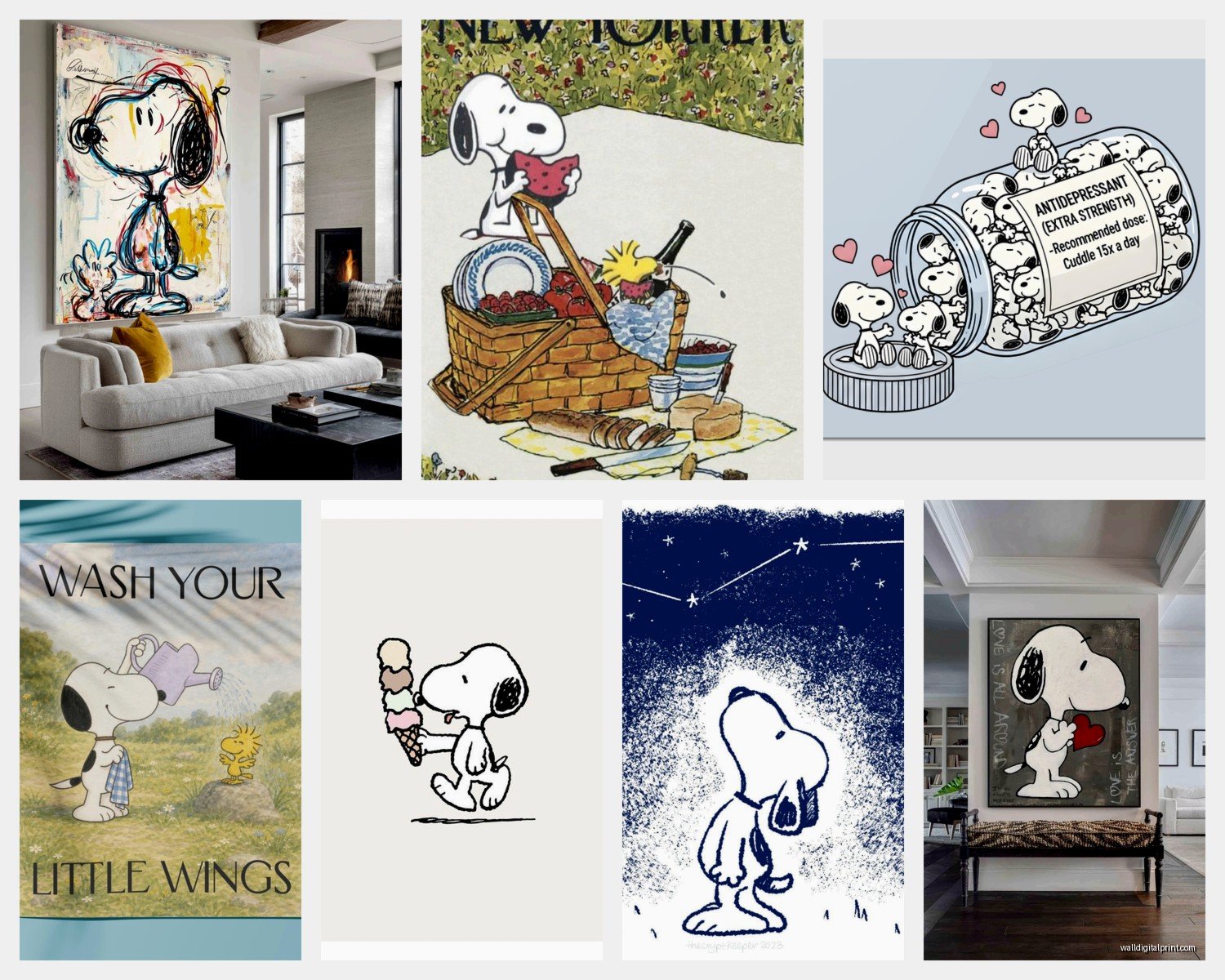 Snoopy Wall Art: Peanuts Charlie Brown Comic Character