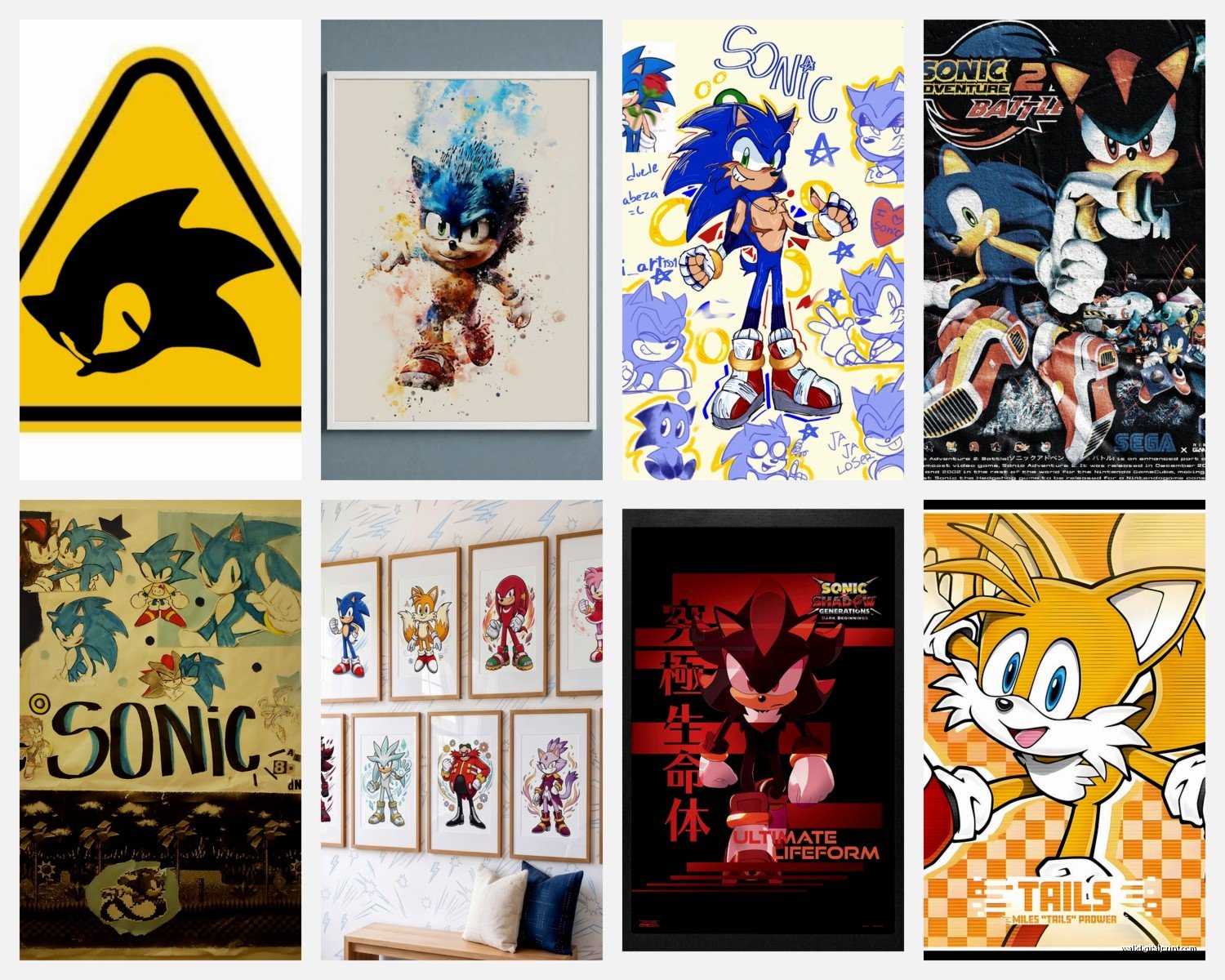 Sonic Wall Art: Video Game Hedgehog Character Decor