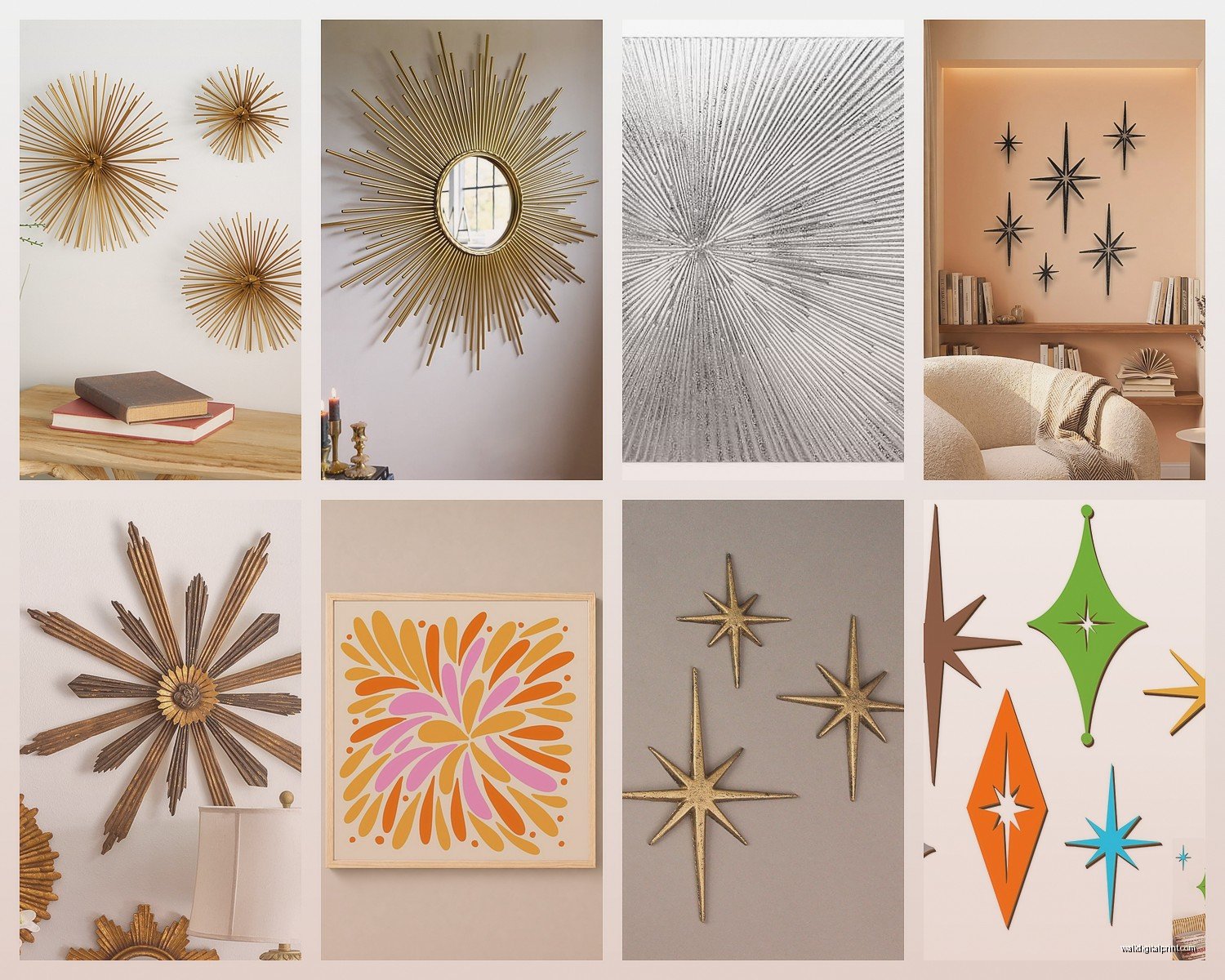 Starburst Wall Art: Retro Sunburst Geometric Patterns