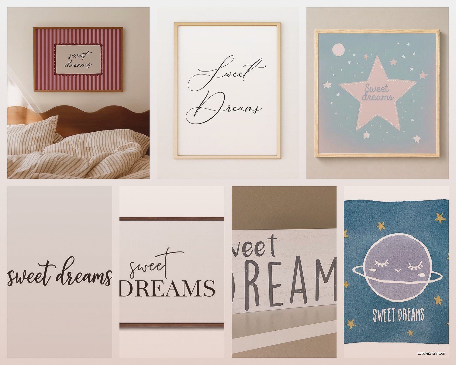 Sweet Dreams Wall Art: Bedroom Goodnight Nursery Decor
