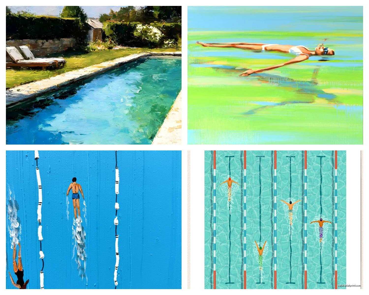 Swimming Pool Wall Art: Water Recreation Tropical Decor