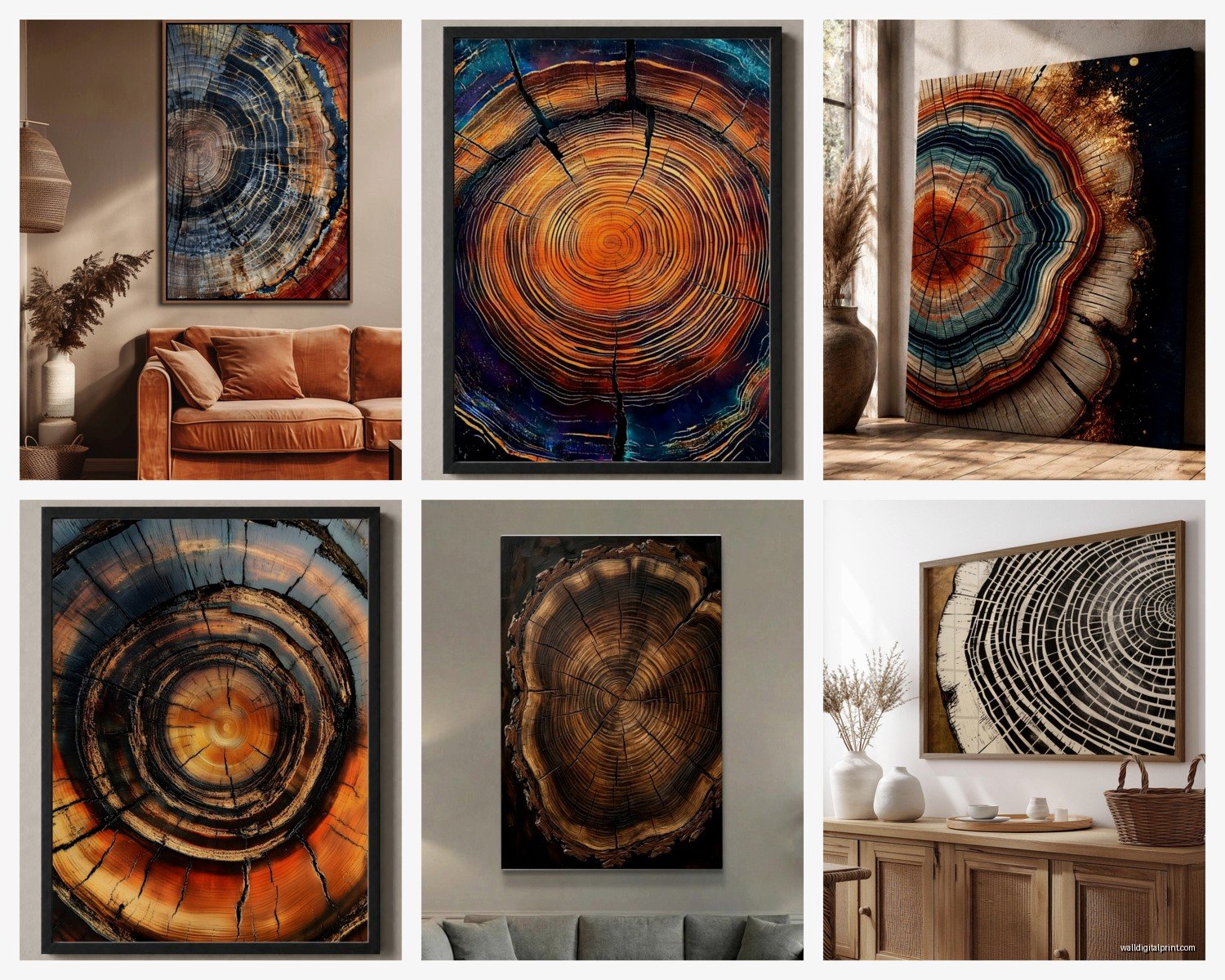 Tree Ring Wall Art: Wood Growth Ring Natural Designs