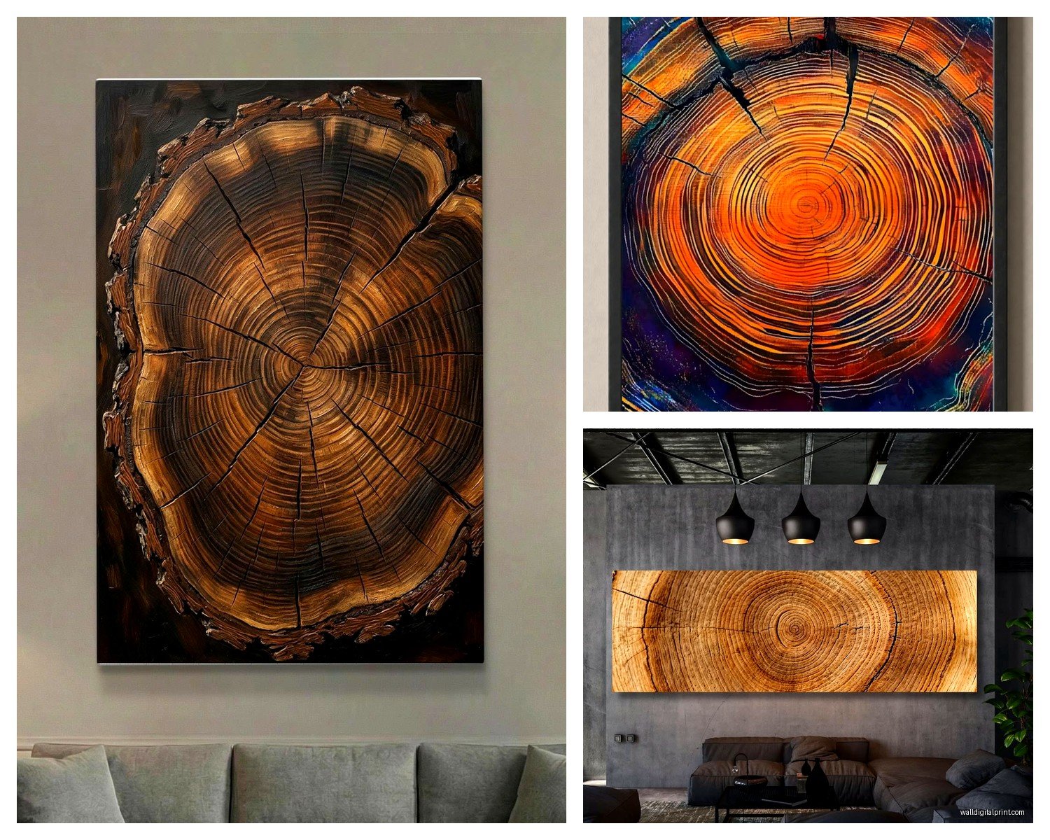 Tree Ring Wall Art: Wood Growth Ring Natural Designs