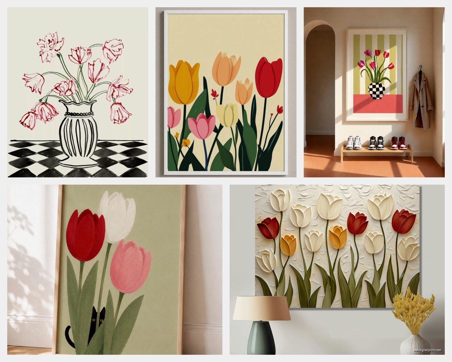 Tulip Wall Art: Spring Flower Dutch Garden Prints