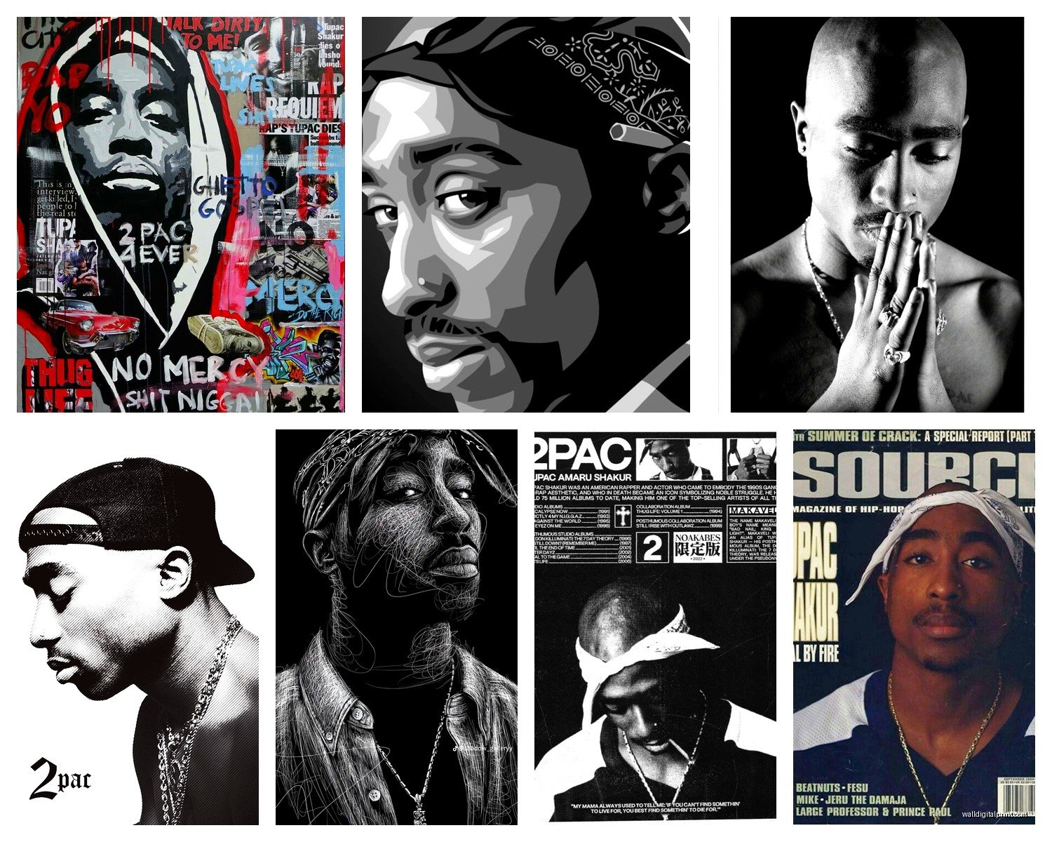 Tupac Wall Art: Hip Hop Rap Legend Music Icon Decor