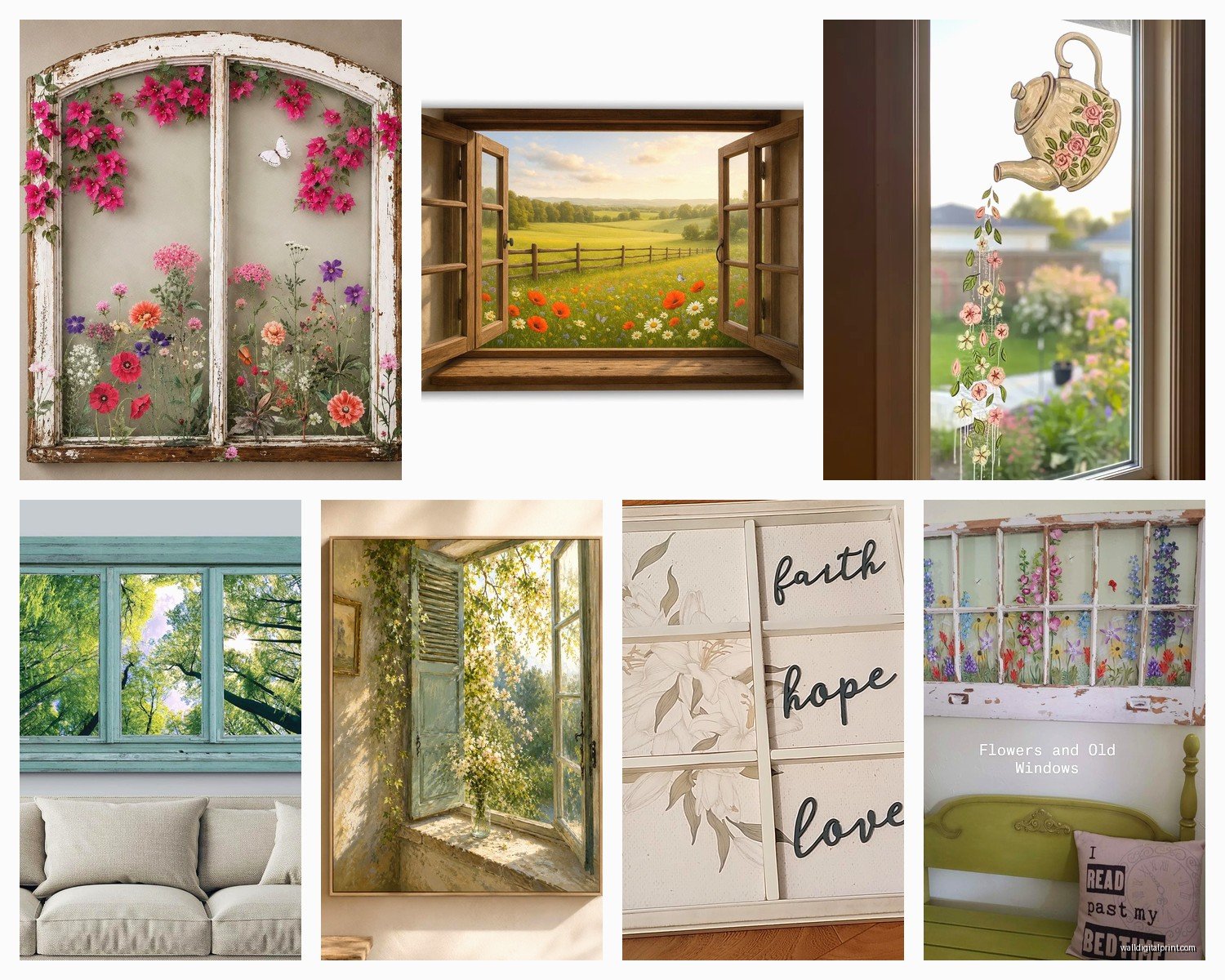Window Wall Art: Faux Window Scenic View Trompe L'oeil