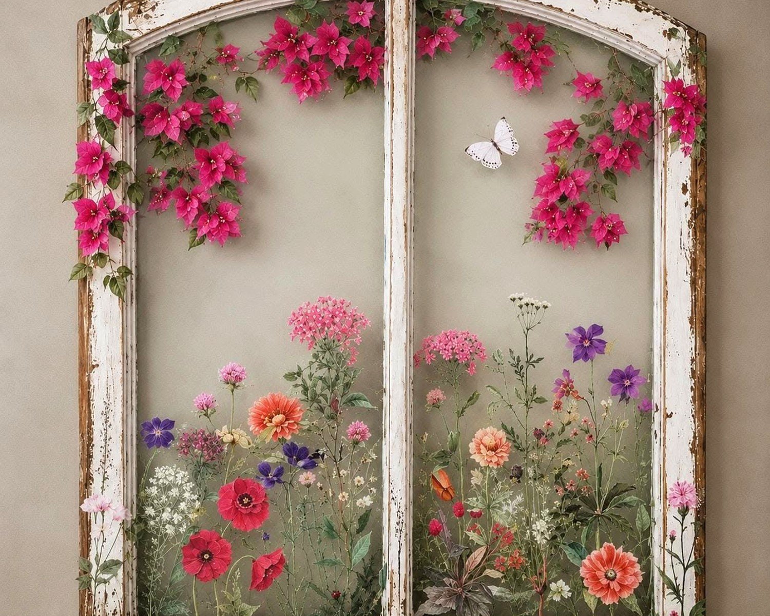 Window Wall Art: Faux Window Scenic View Trompe L'oeil