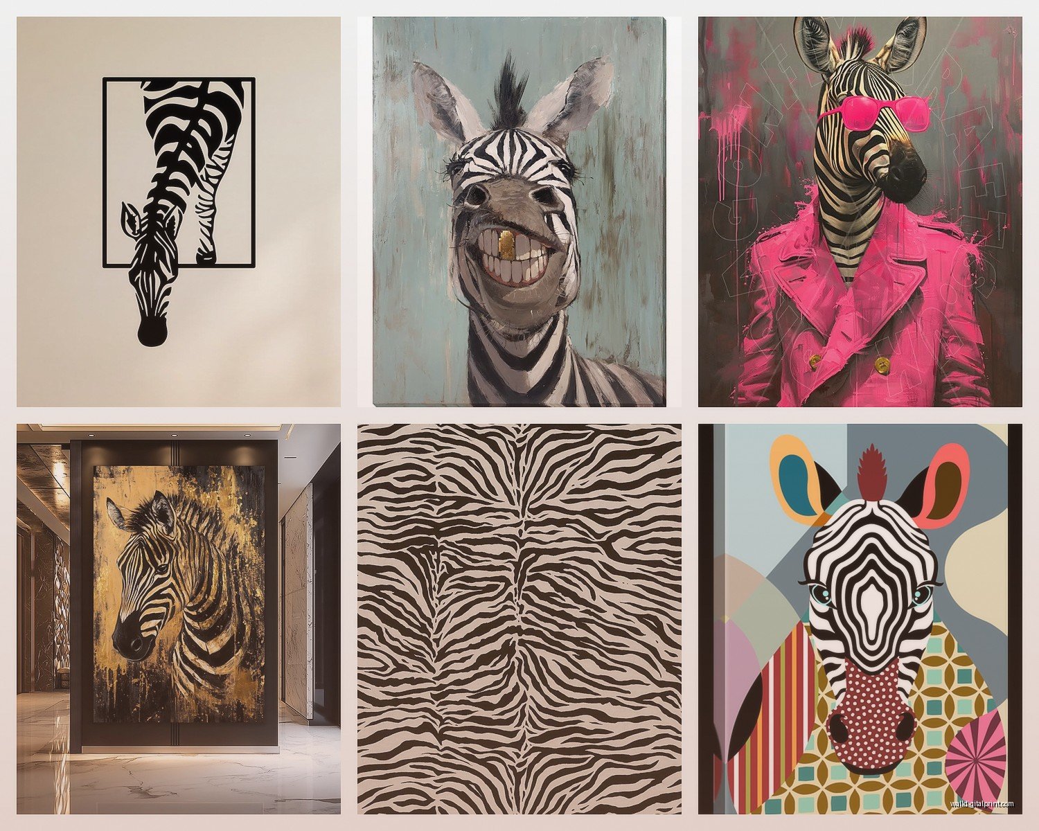 Zebra Wall Art: African Striped Animal Safari Decor
