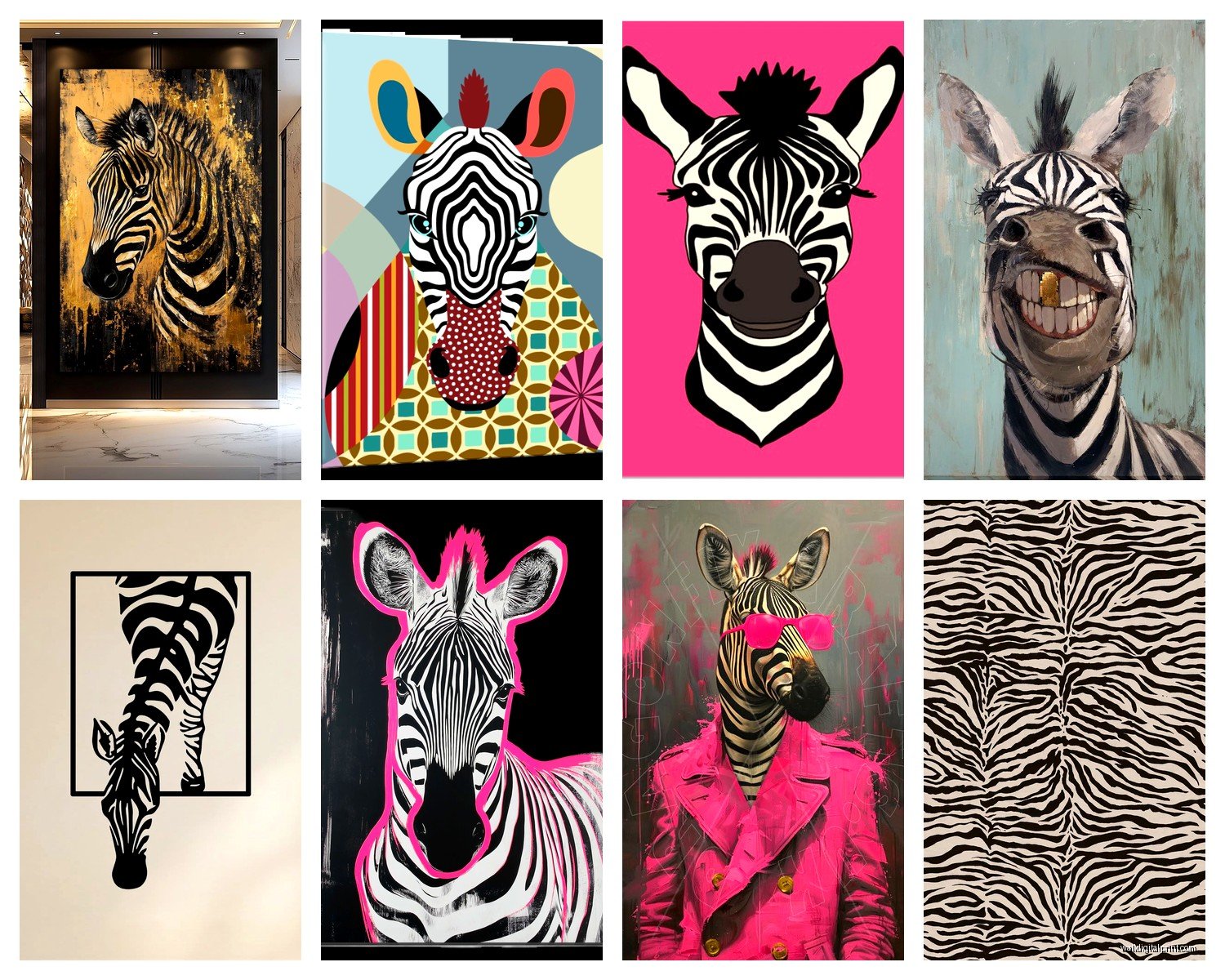 Zebra Wall Art: African Striped Animal Safari Decor