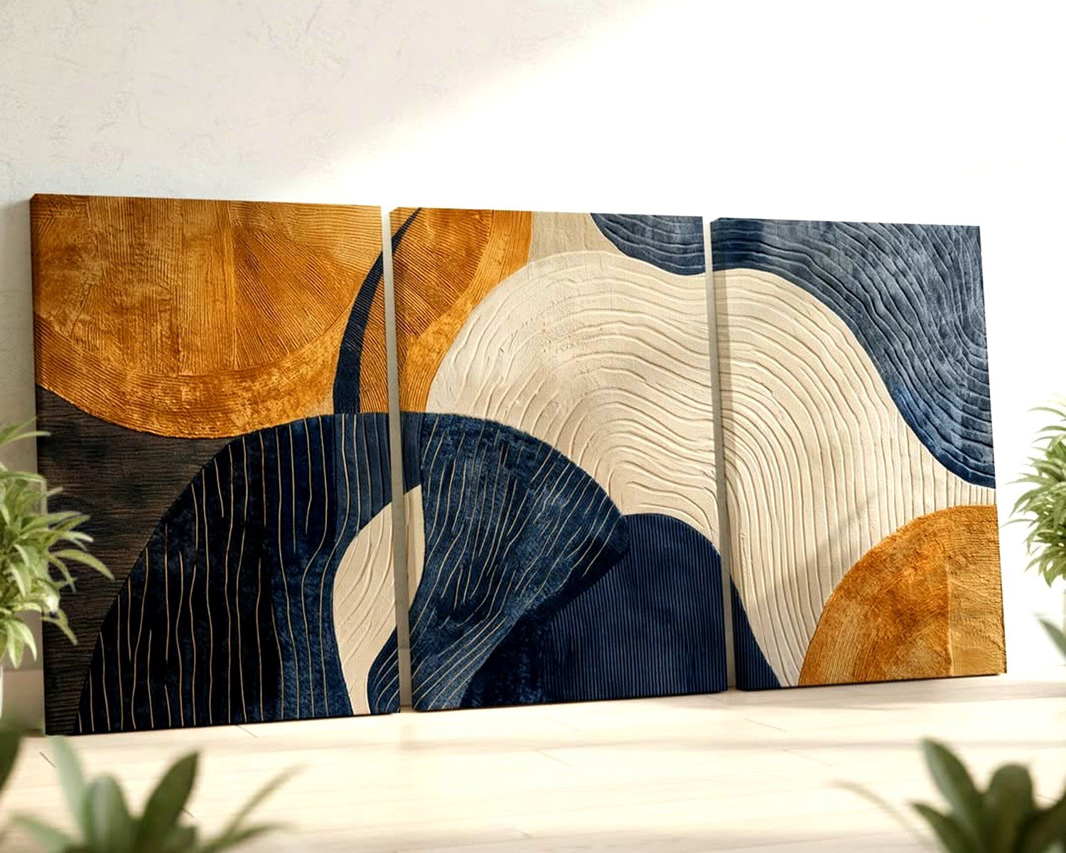 3 Piece Abstract Wall Art: Triptych Modern Non-Representational