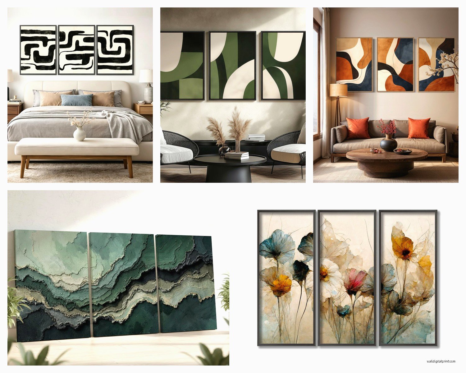 3 Piece Abstract Wall Art: Triptych Modern Non-Representational
