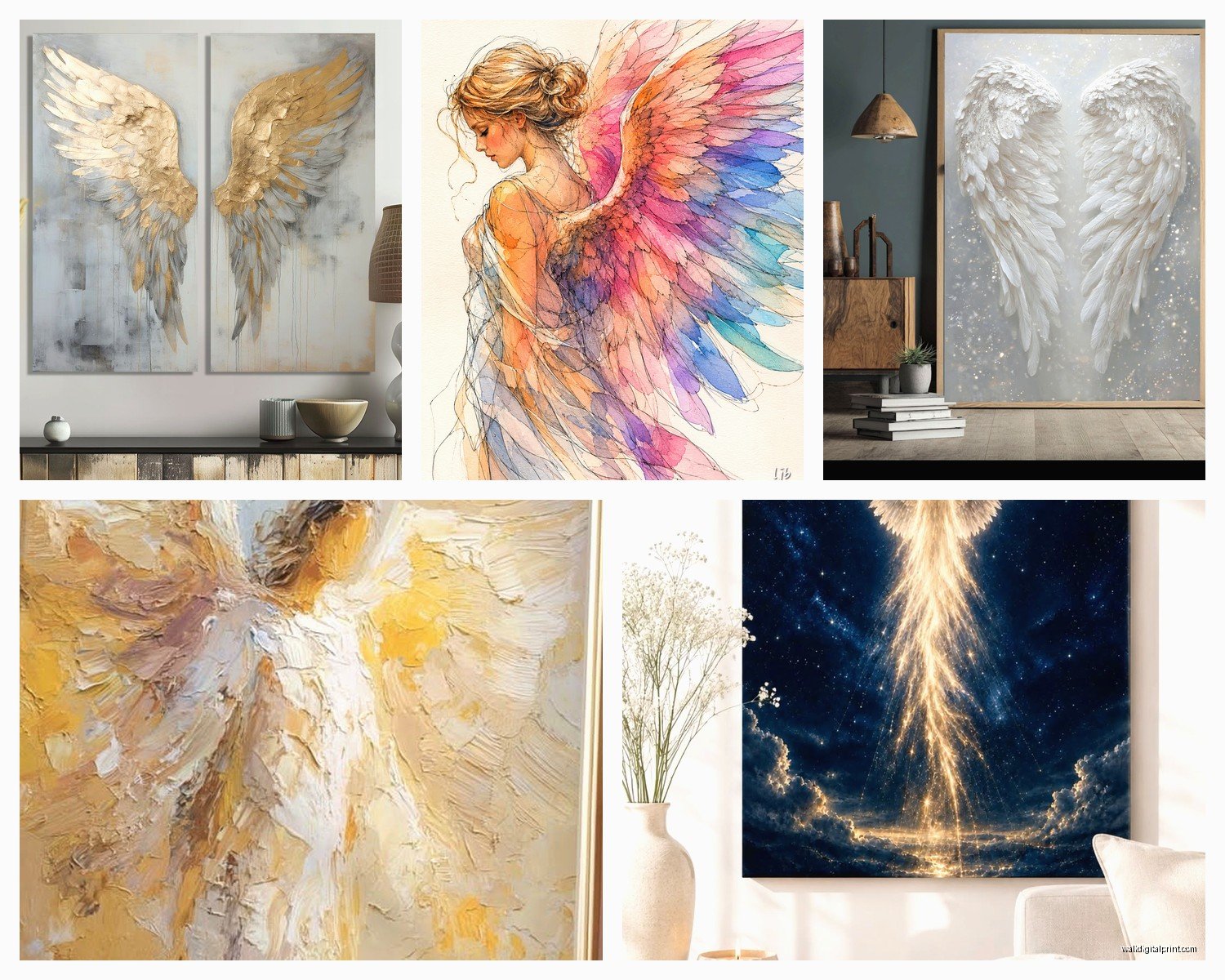 Angel Wall Art: Cherub Guardian Religious Spiritual Wings