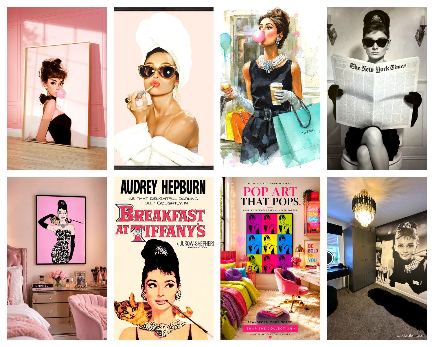 Audrey Hepburn Wall Art: Iconic Actress Breakfast at Tiffany's